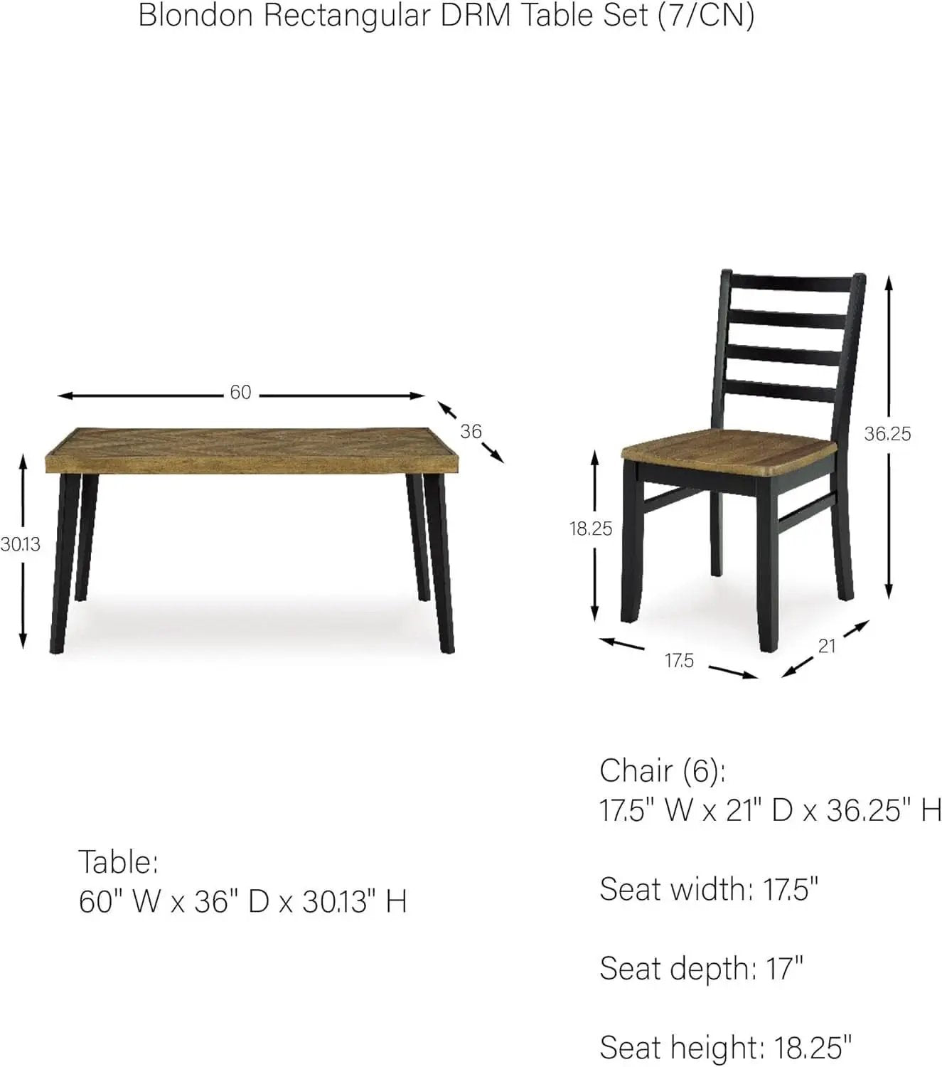 Blondon 60 Inch Solid Wood Dining Set Brown Finish Durable Construction from PriceLows™