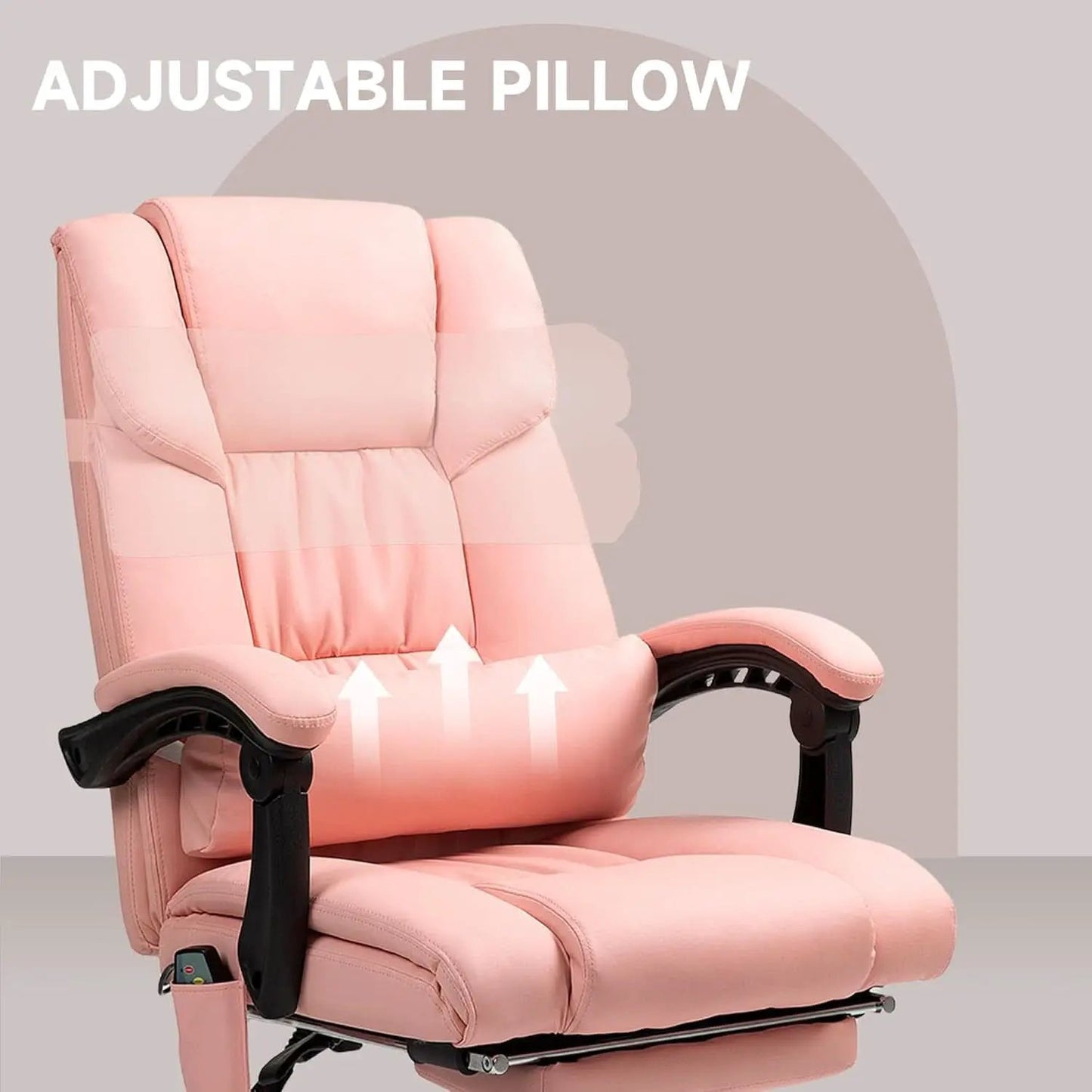 Pink Massage Office Chair With 6 Vibration Points Footrest from PriceLows™