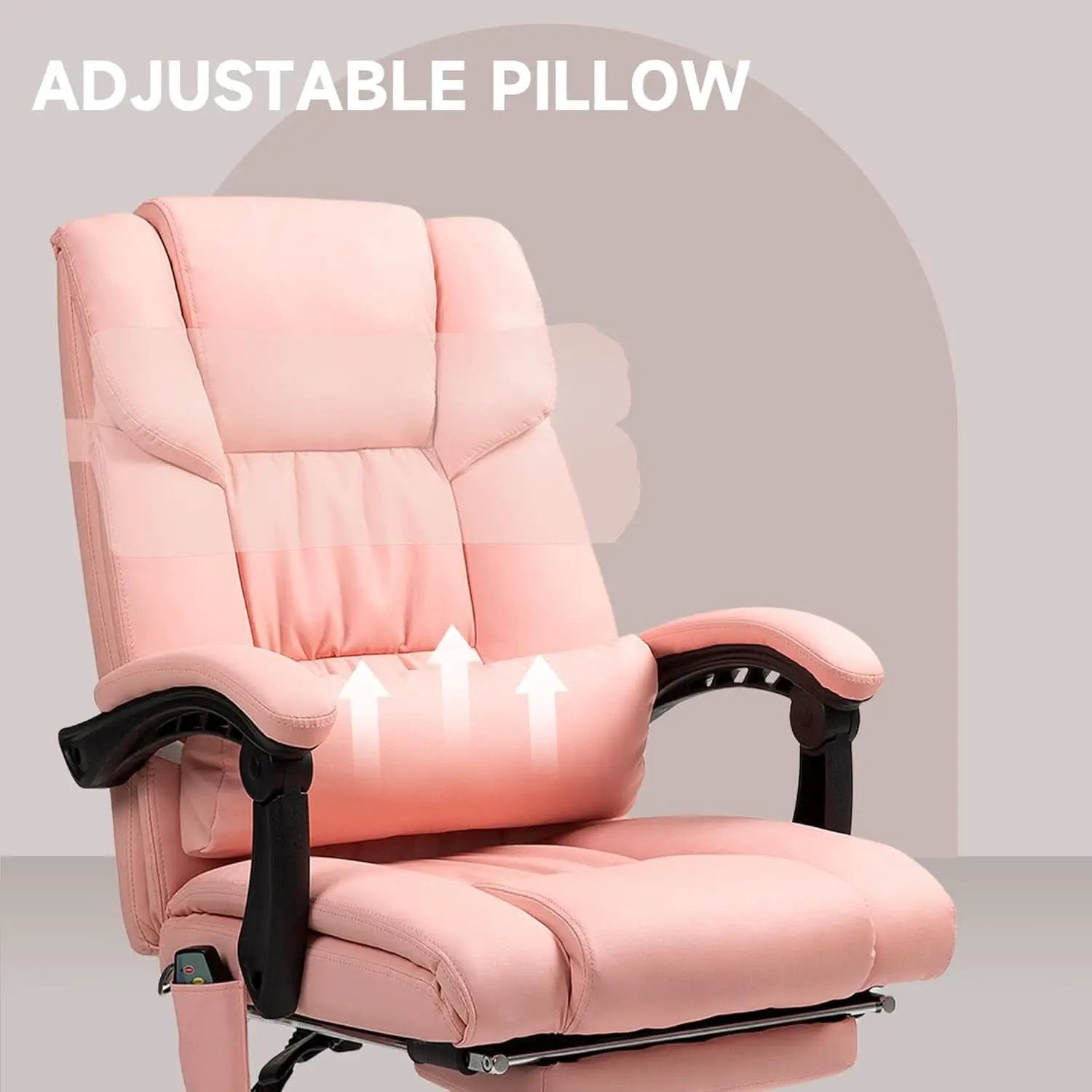 Pink Massage Office Chair With 6 Vibration Points Footrest from PriceLows™