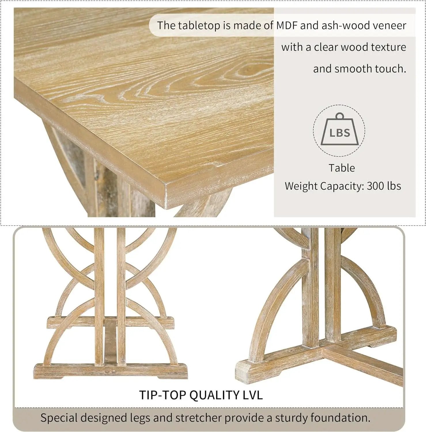 Industrial Solid Wood Rectangular Dining Table Set from PriceLows™