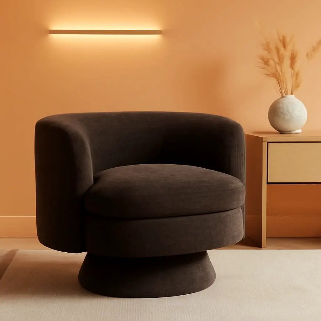 360 Degree Swivel Chair Espresso Velvet Upholstery from PriceLows™