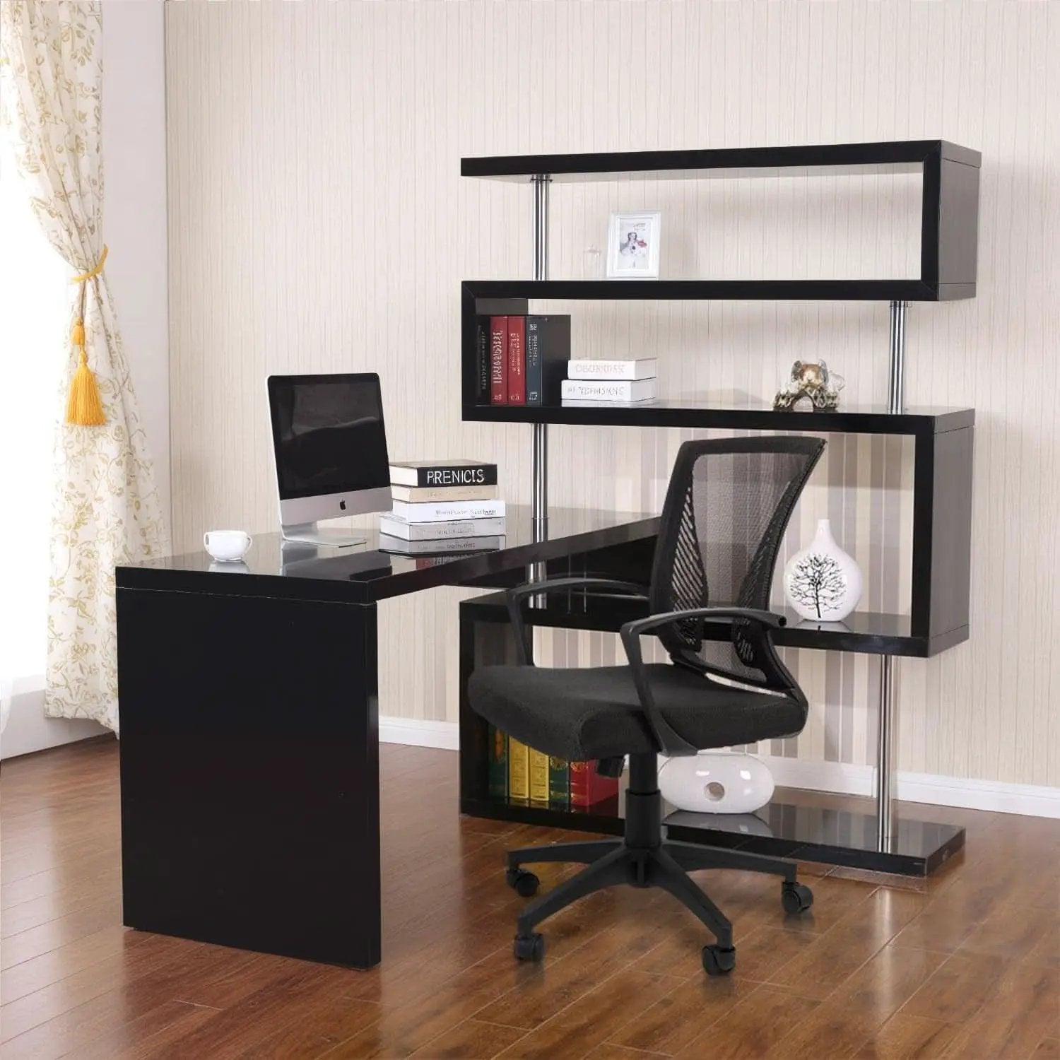 Office Chair Ergonomic Mid Back Mesh Black Lumbar Support from PriceLows™