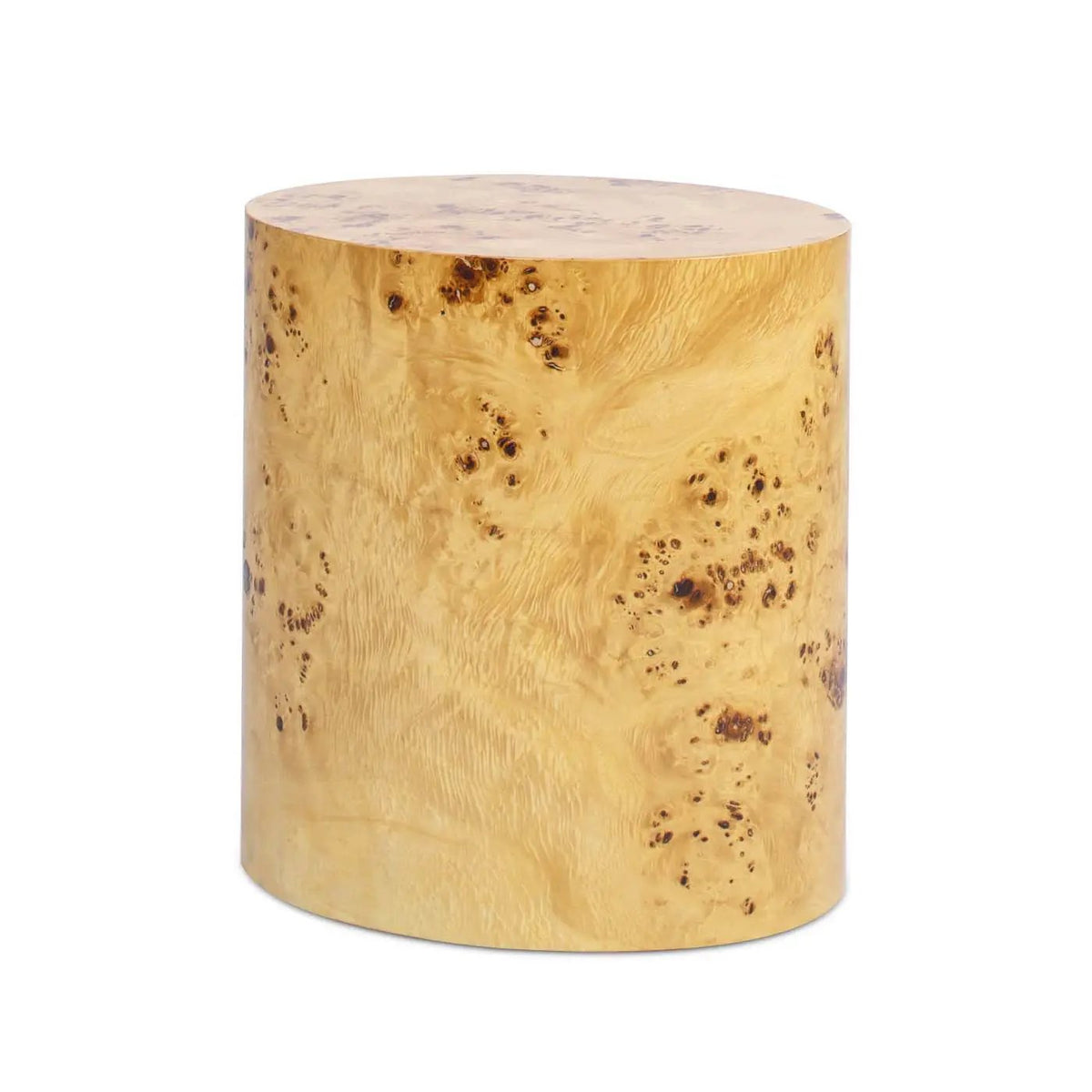 Nebula Oval Pillar Side Table | Burl Wood Veneer | 20 Inch Height | Accent Table