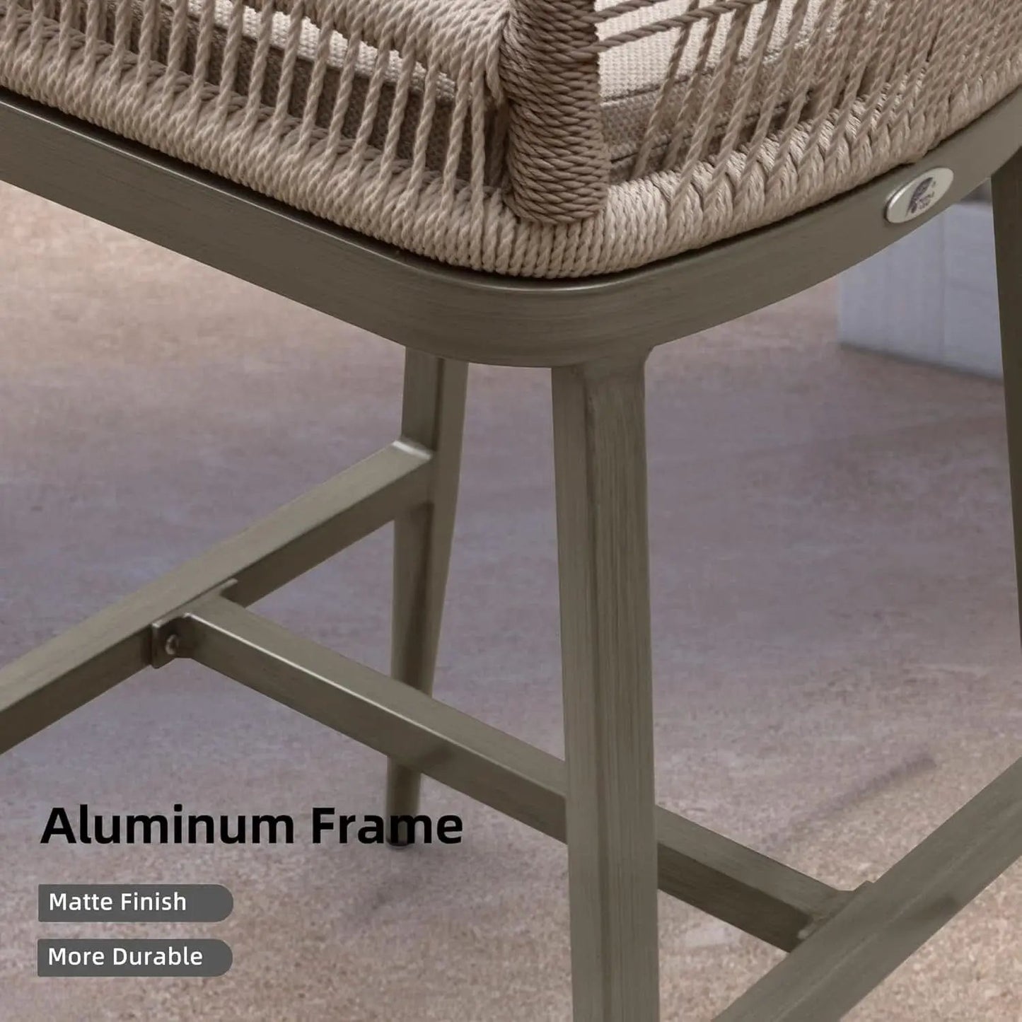 Counter Height Bar Stools Set Of 4 Woven Aluminum With Back And Arms from PriceLows™