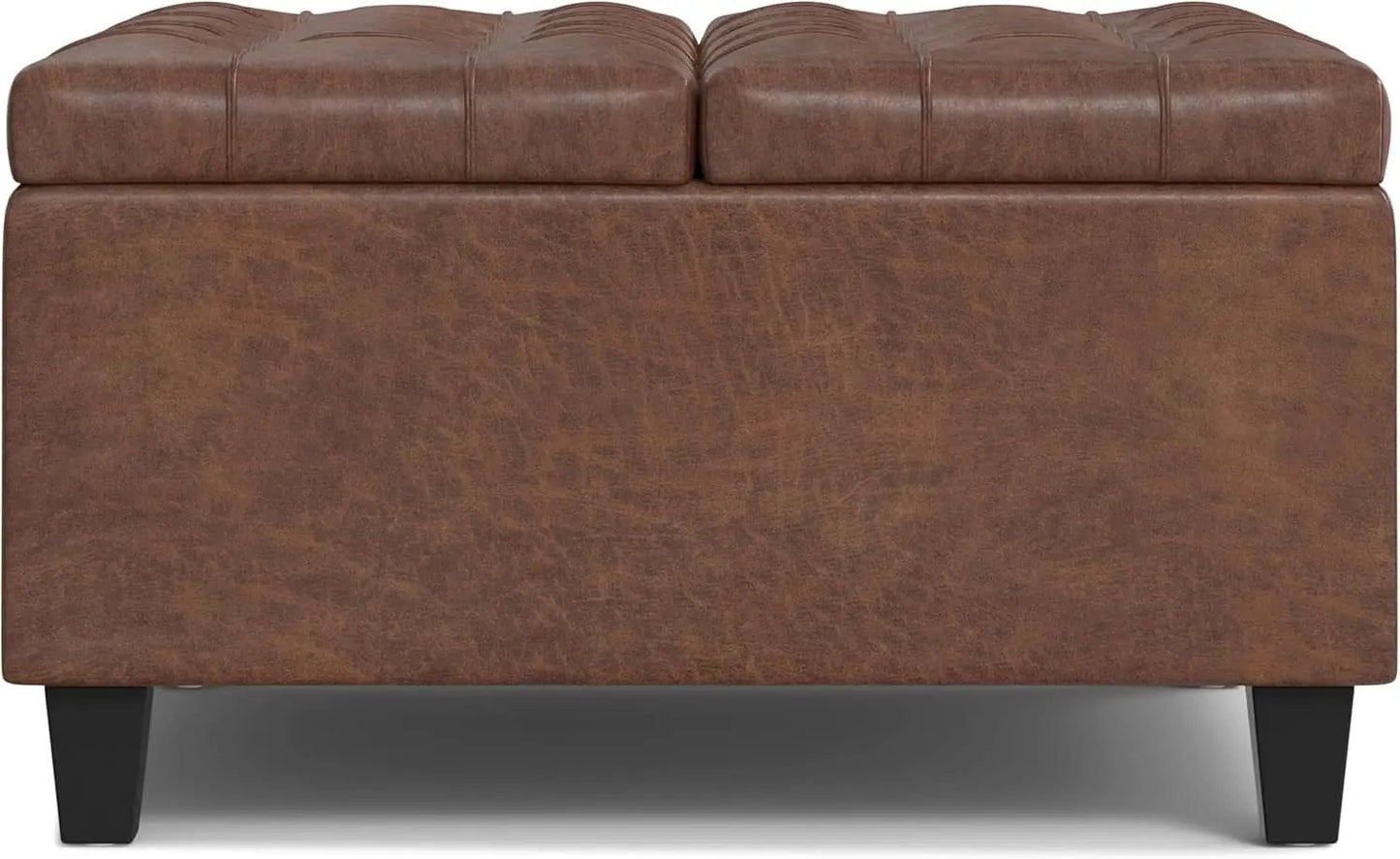 Storage Ottoman 30 Inch Distressed Saddle Brown Leatherette from PriceLows™