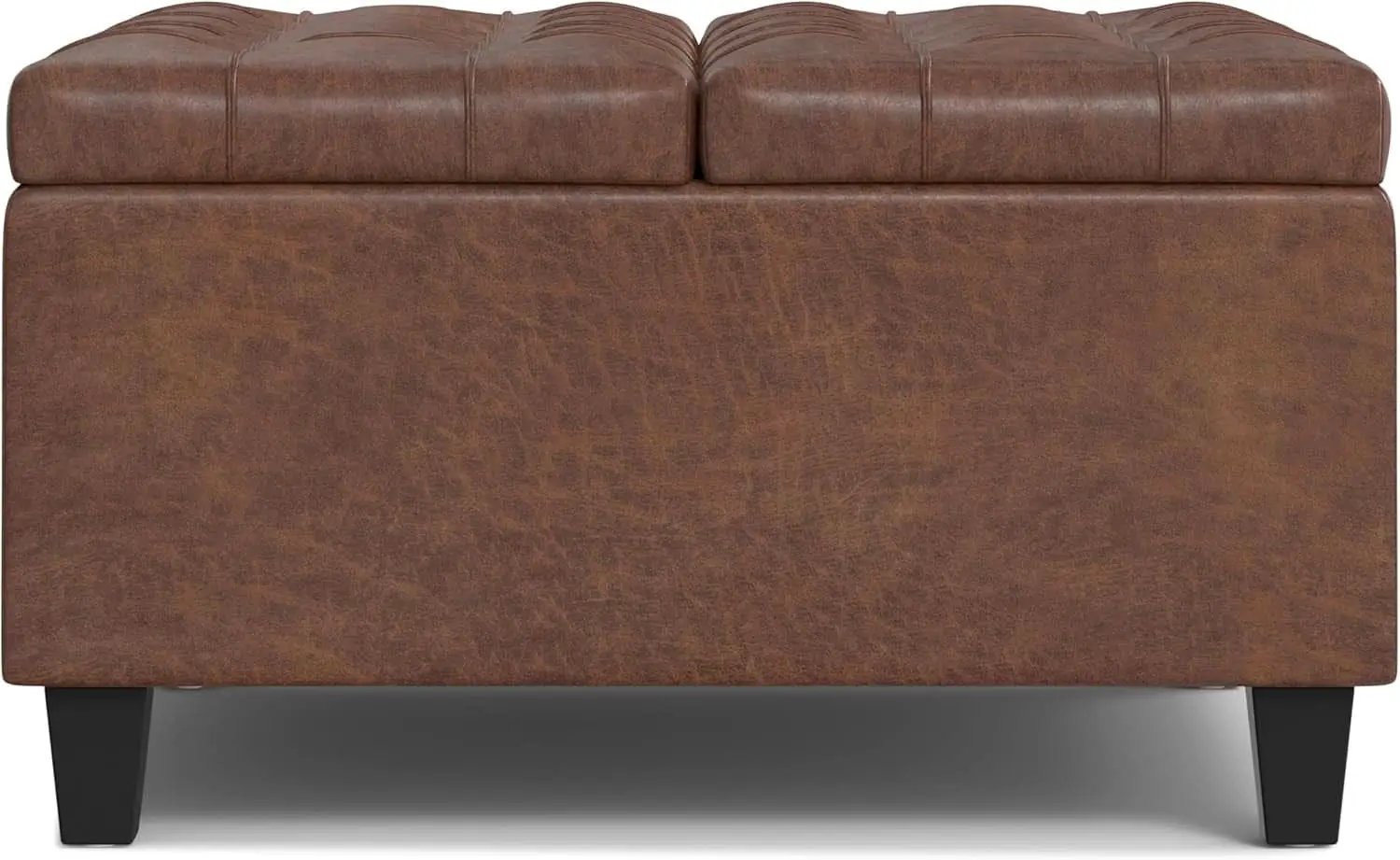 Storage Ottoman 30 Inch Distressed Saddle Brown Leatherette from PriceLows™