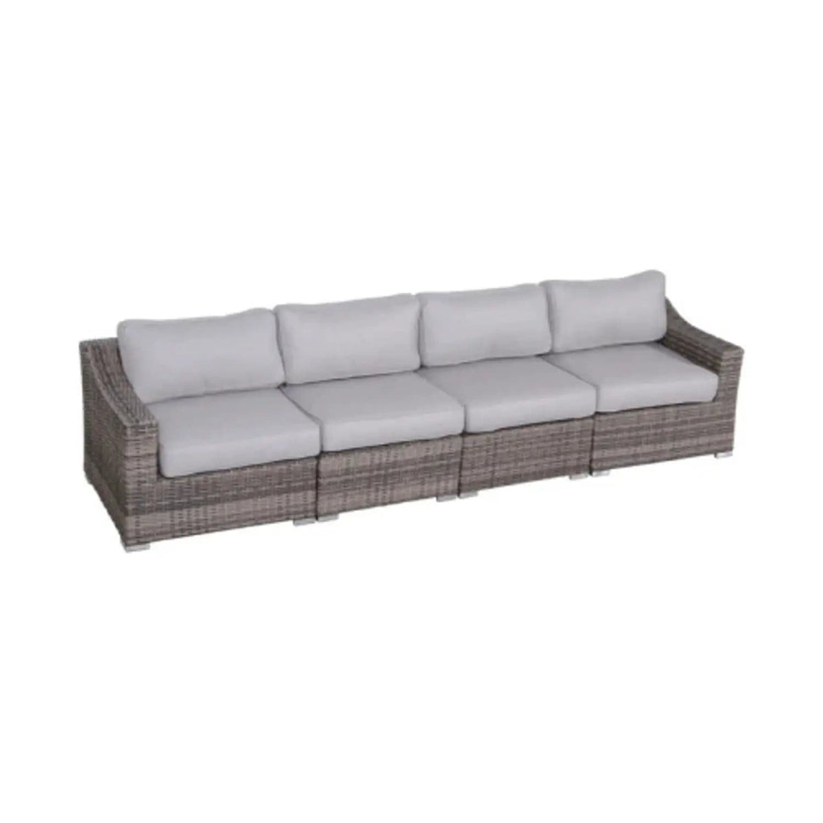 Contemporary Outdoor Rattan Wicker Sectional Seating Group With Cushions | 33 x 122 x 26 in | Rattan & Wicker | Living Room