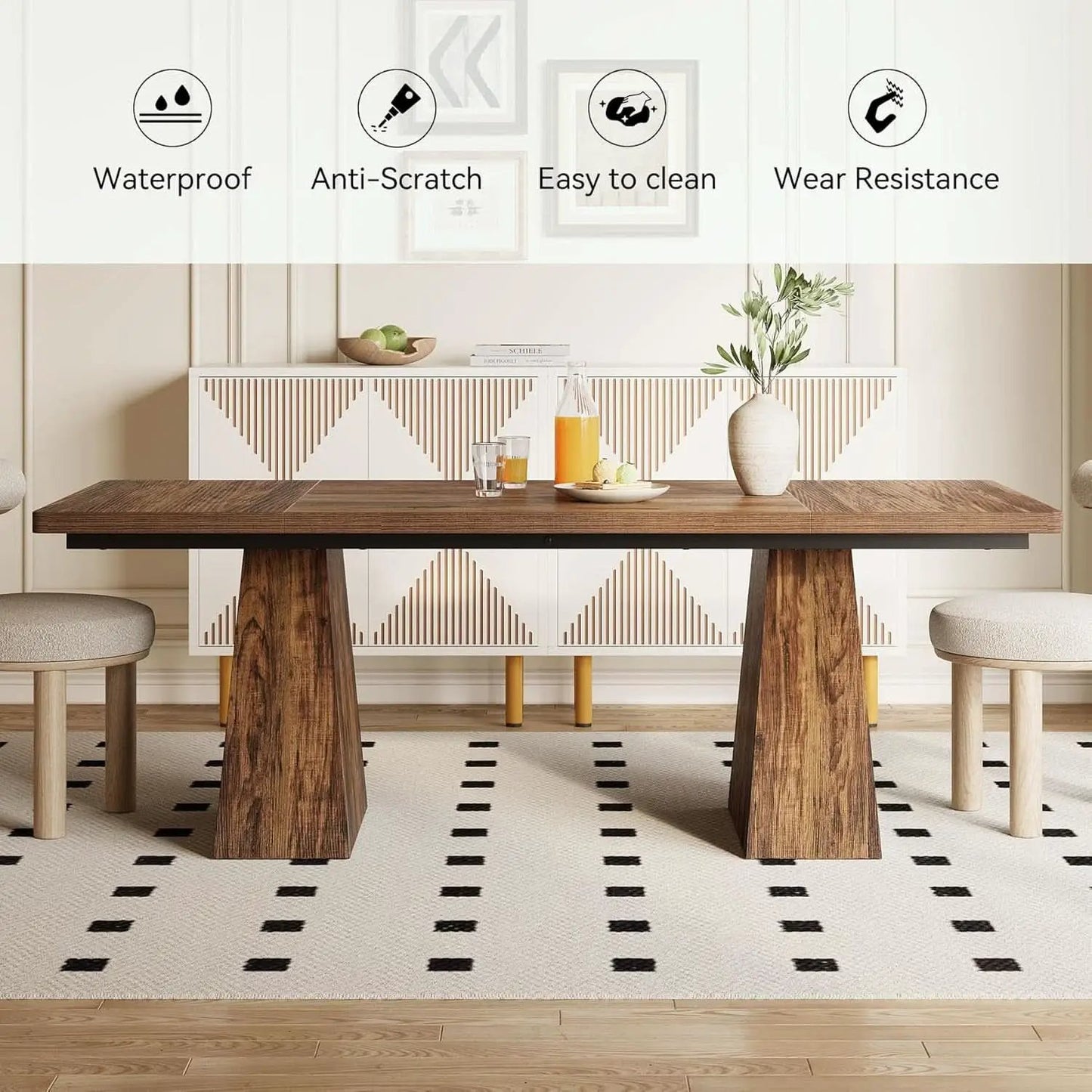 Brown Six Seater Rectangular Dining Table For Home Use from PriceLows™