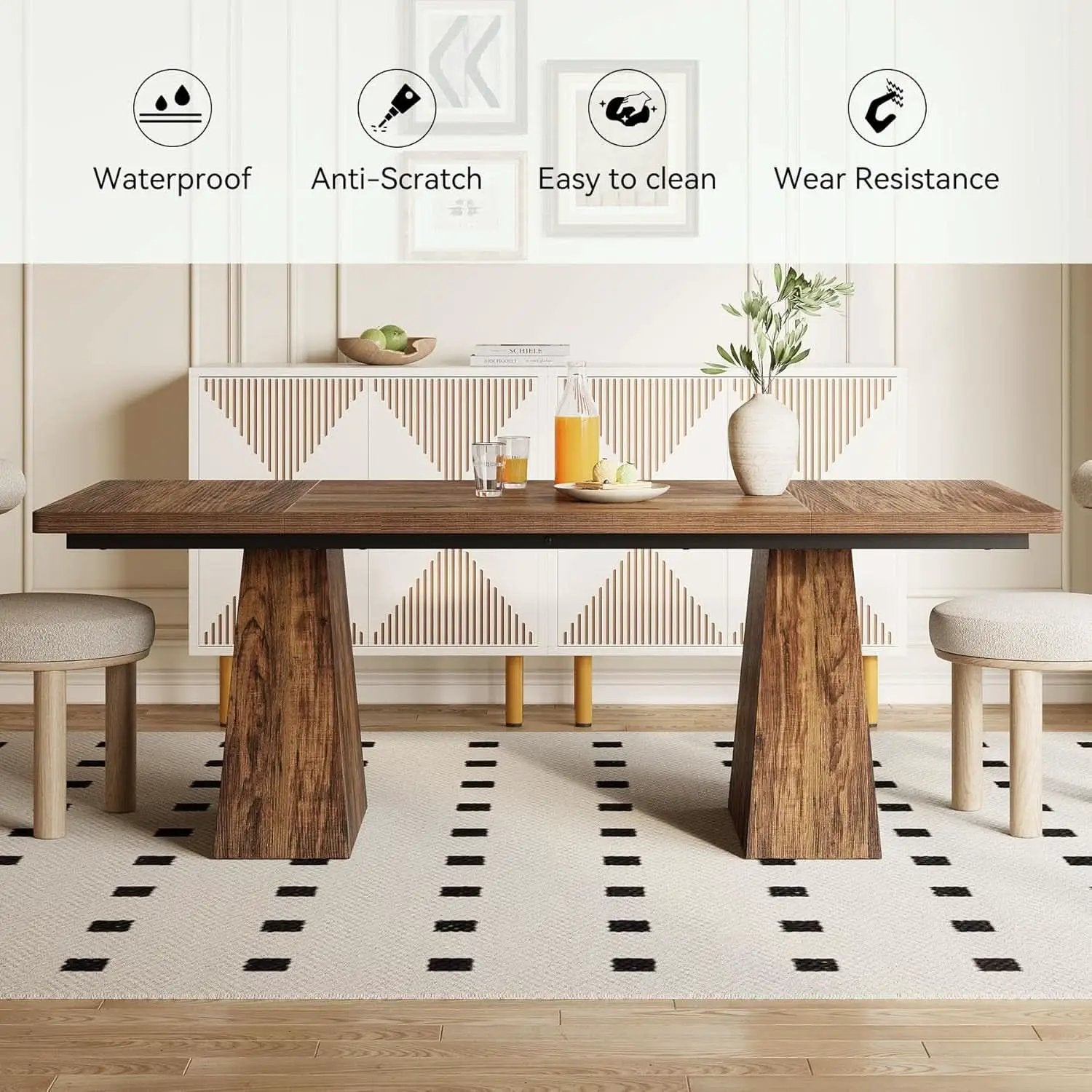 Brown Six Seater Rectangular Dining Table For Home Use from PriceLows™