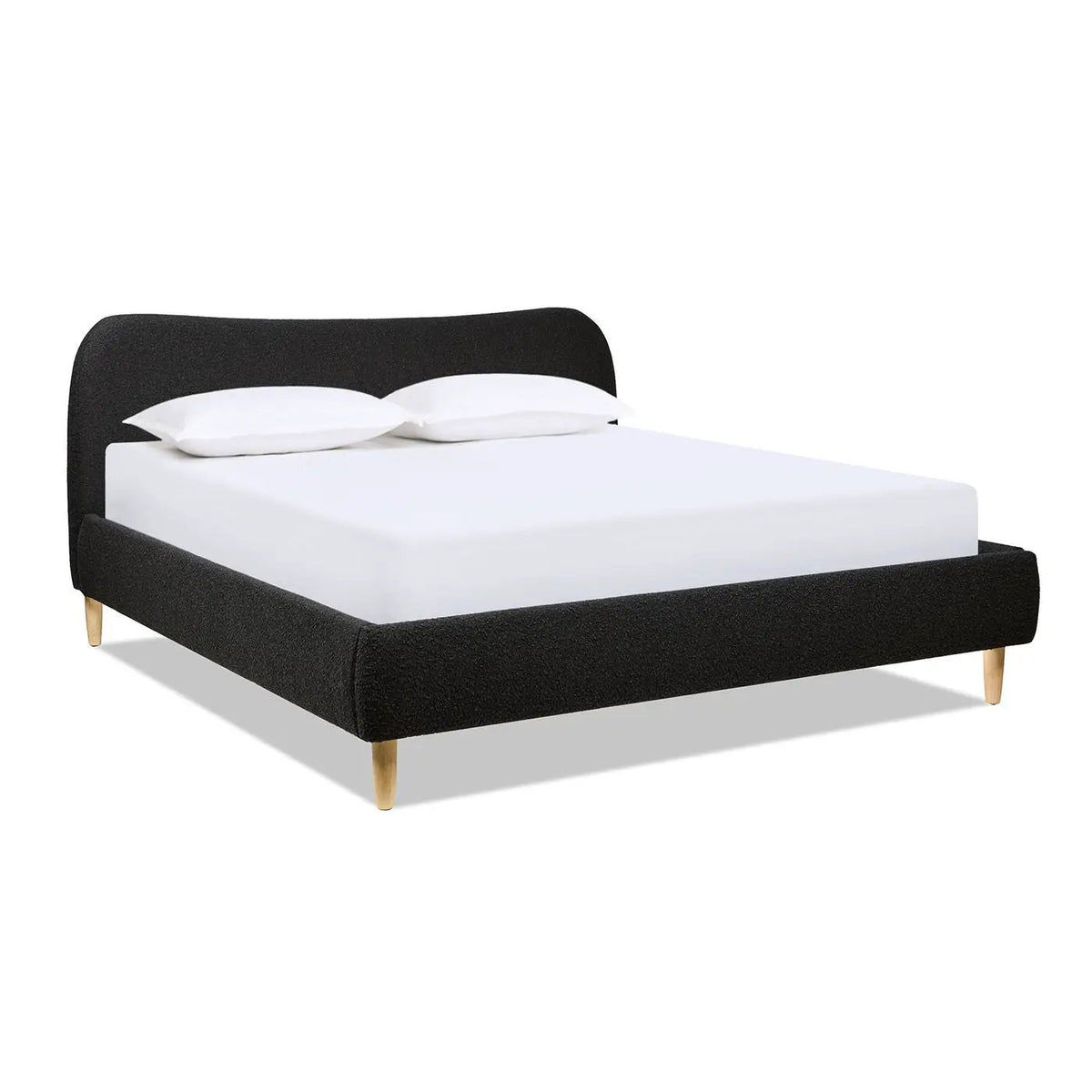 Roman Upholstered Platform Bed | Curved Headboard | Upholstered Rails | Eco-Friendly Construction