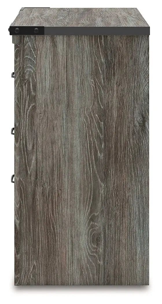 Frandern Two Drawer Night Stand Nightstand | 24.72 x 16.18 x 29.65 in | Engineered Wood & Metal | Gray
