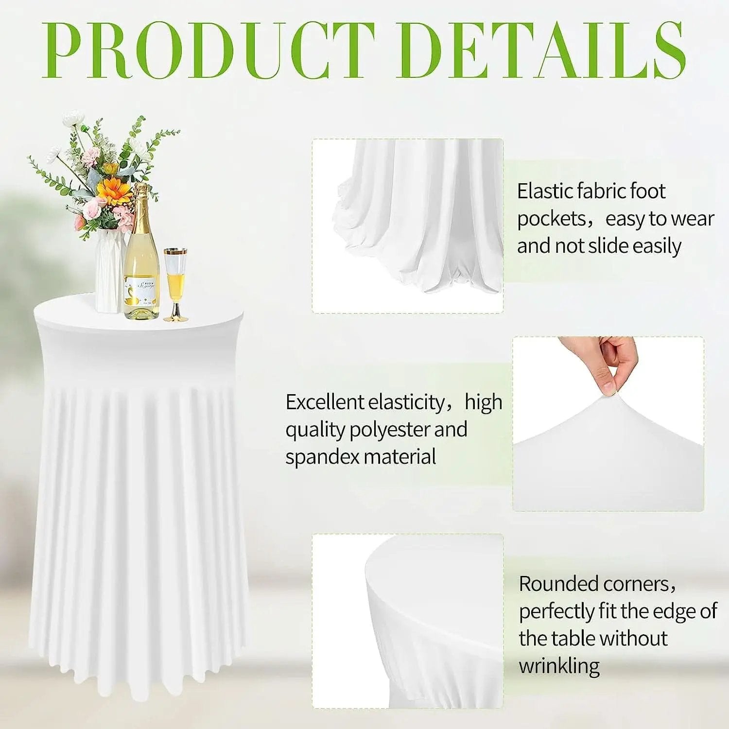 White Spandex Cocktail Tablecloths 32 Inch Round Pack Of 4 from PriceLows™