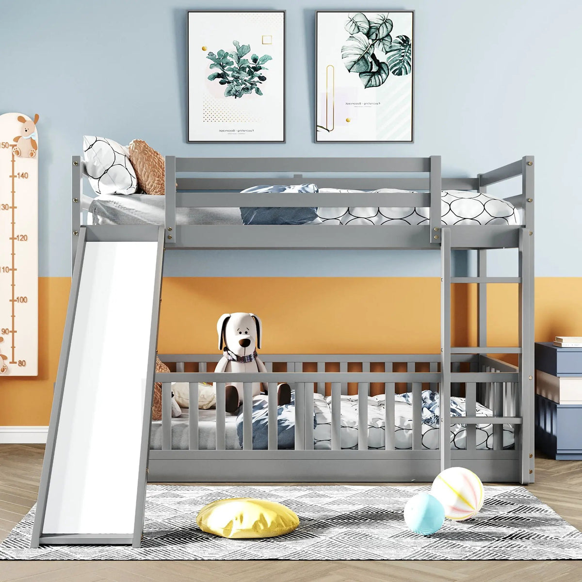 Functional Bunk Bed | Convertible Ladder And Slide | Space-Saving Design | Over Bunk Style