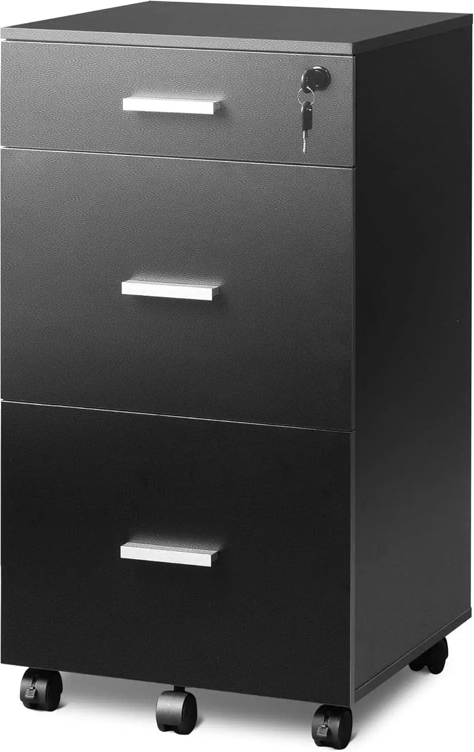Black 3-Drawer Locking Rolling File Cabinet for Home Office from PriceLows™