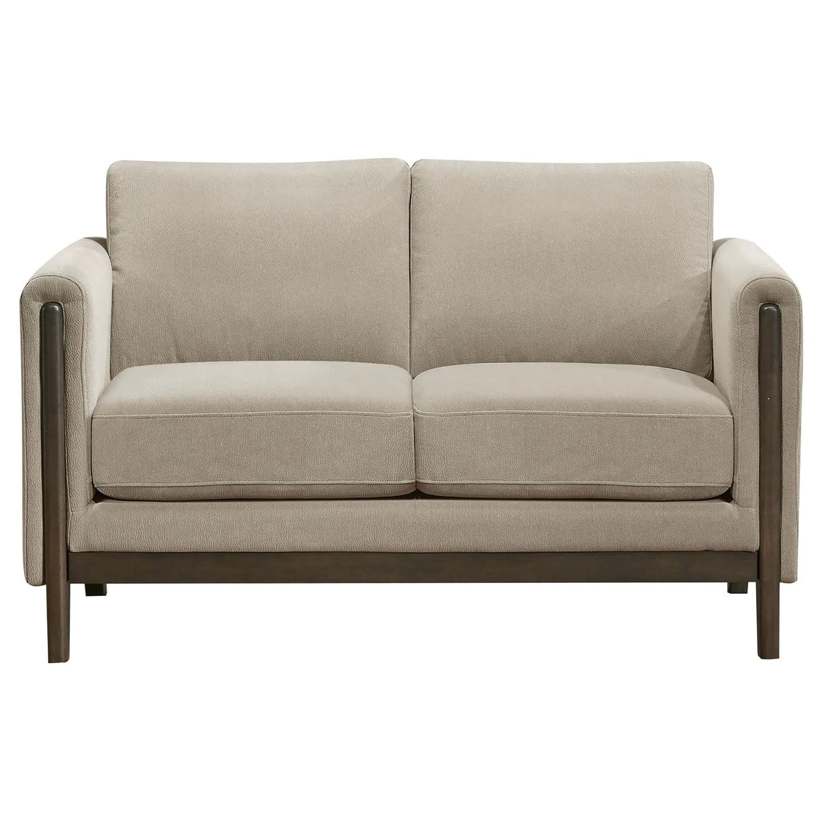 Islington Fabric Upholstered Panel Arm Loveseat | 57.75 x 32.75 x 35 in | Engineered Wood & Polyester | Taupe