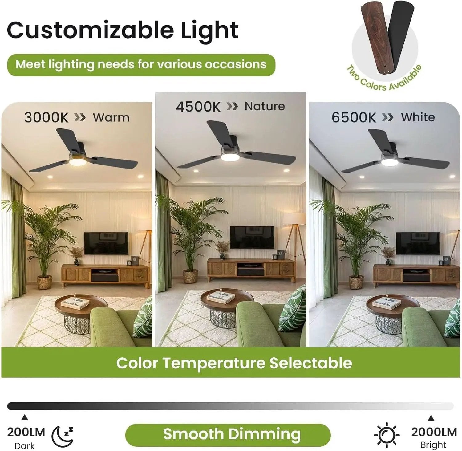 42 Inch Black Ceiling Fan With Light Energy Efficient from PriceLows™