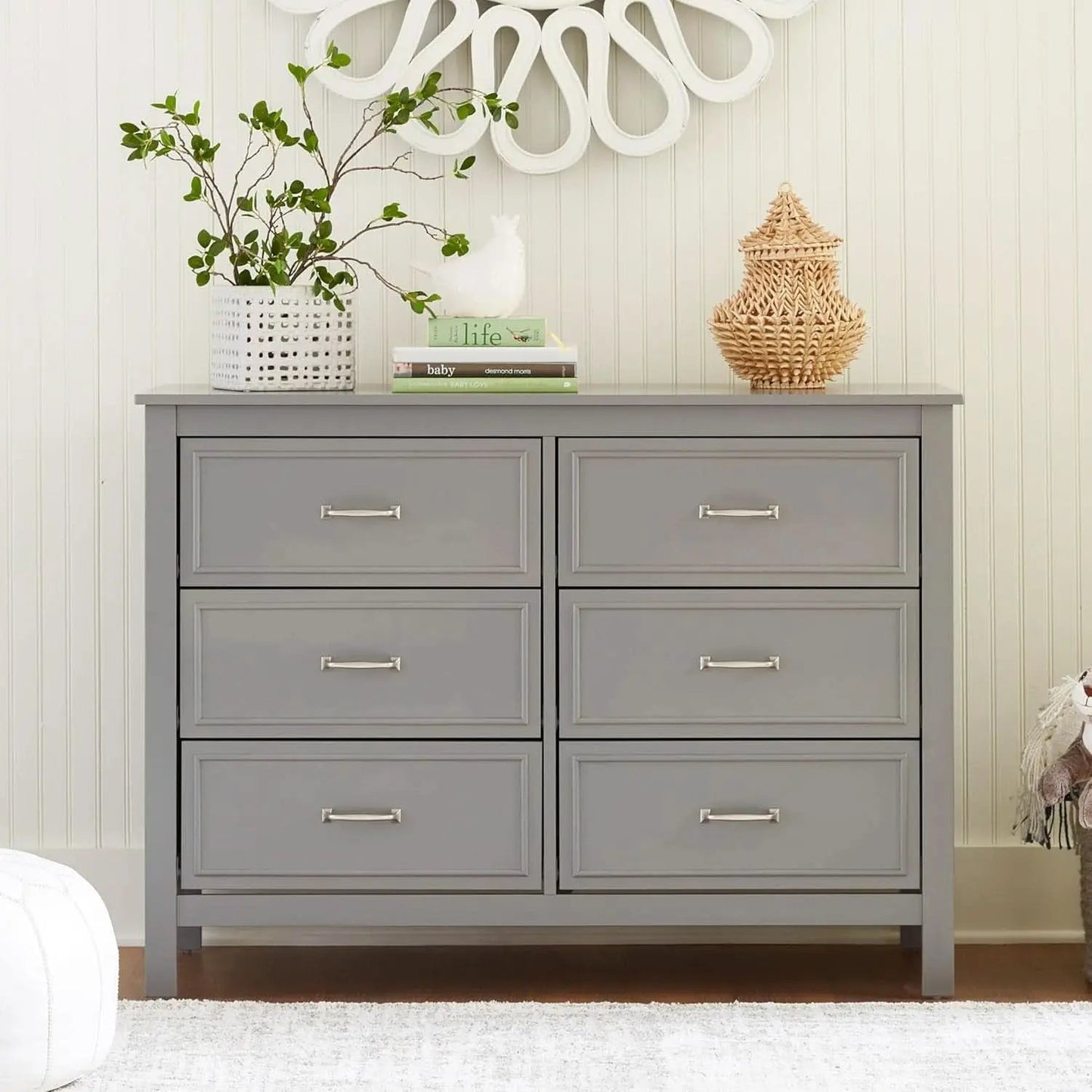 Charlie 6 Drawer Double Dresser Grey For Nursery And Kids Bedroom Storage from PriceLows™