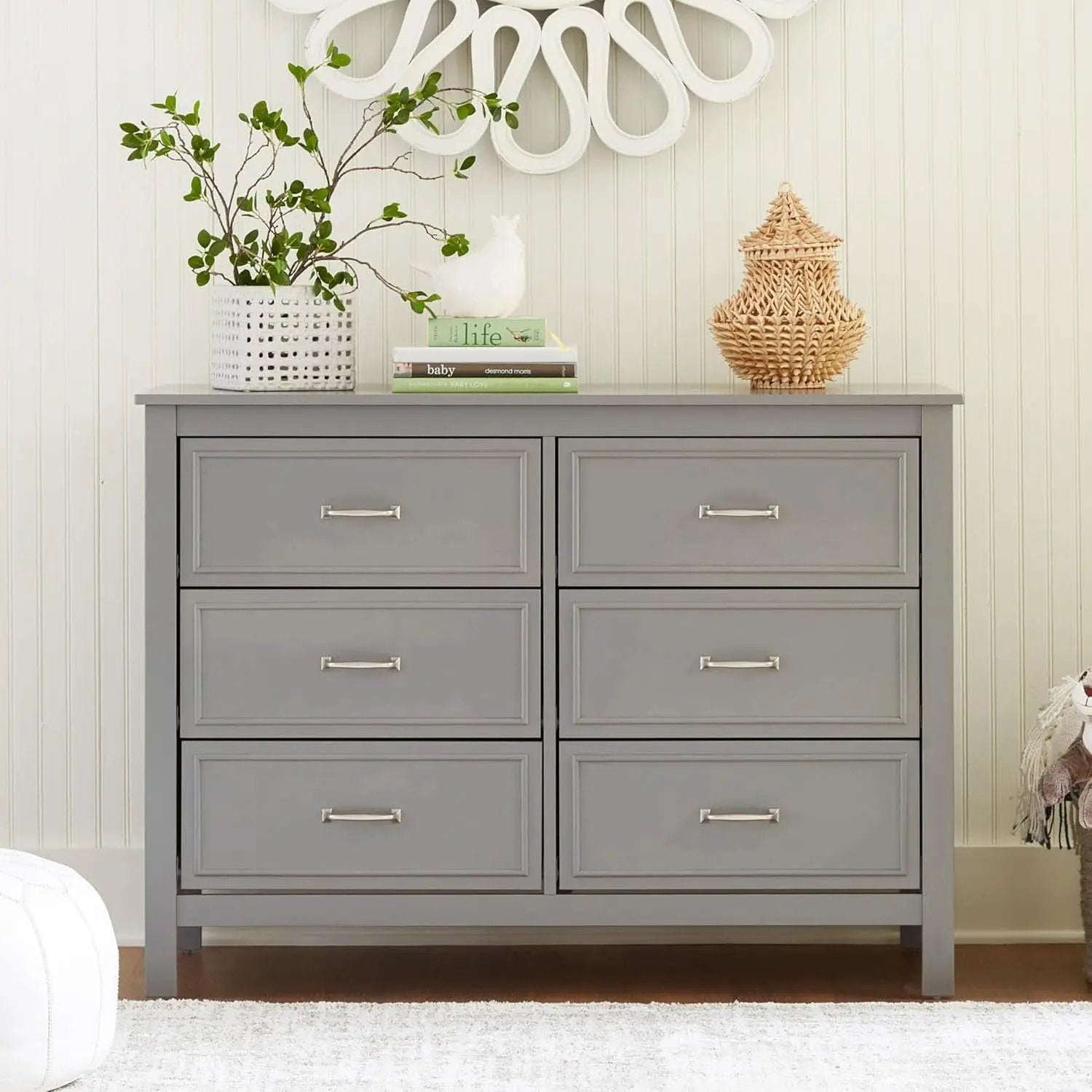 Charlie 6 Drawer Double Dresser Grey For Nursery And Kids Bedroom Storage from PriceLows™