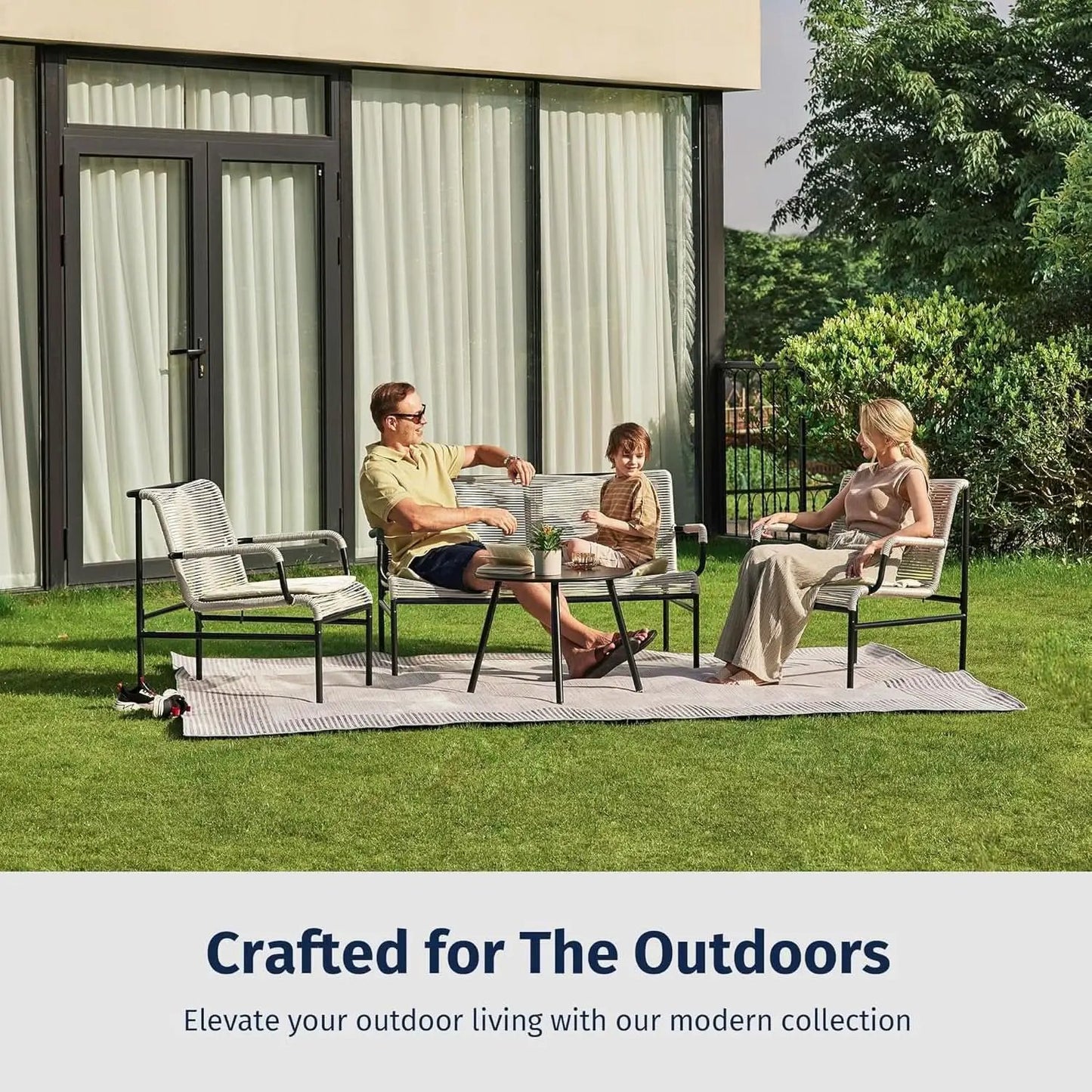 Modern Four Piece Patio Furniture Set for Outdoor Spaces from PriceLows™