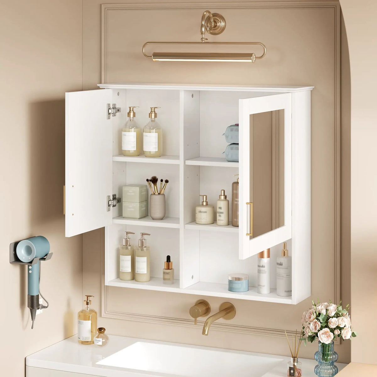 Wall Mounted Mirror Cabinet | Soft Close | Adjustable Shelves | HD Mirror