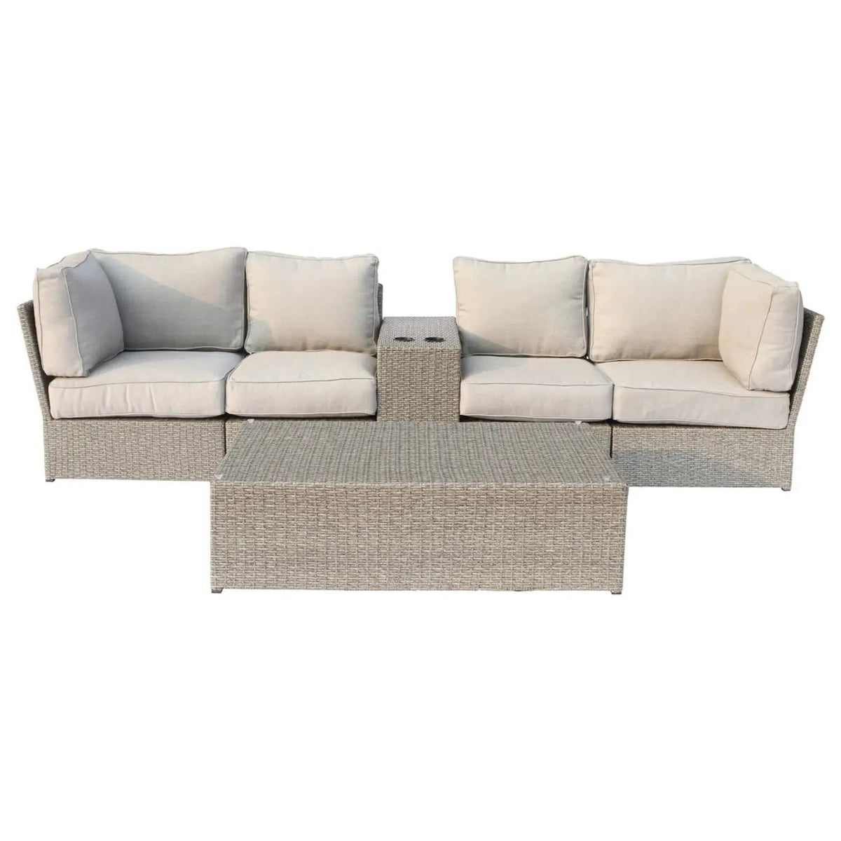 Modular Wicker Patio Seating Group | HDPE Wicker | Rustproof Aluminum Frame | 10 Thick Cushions