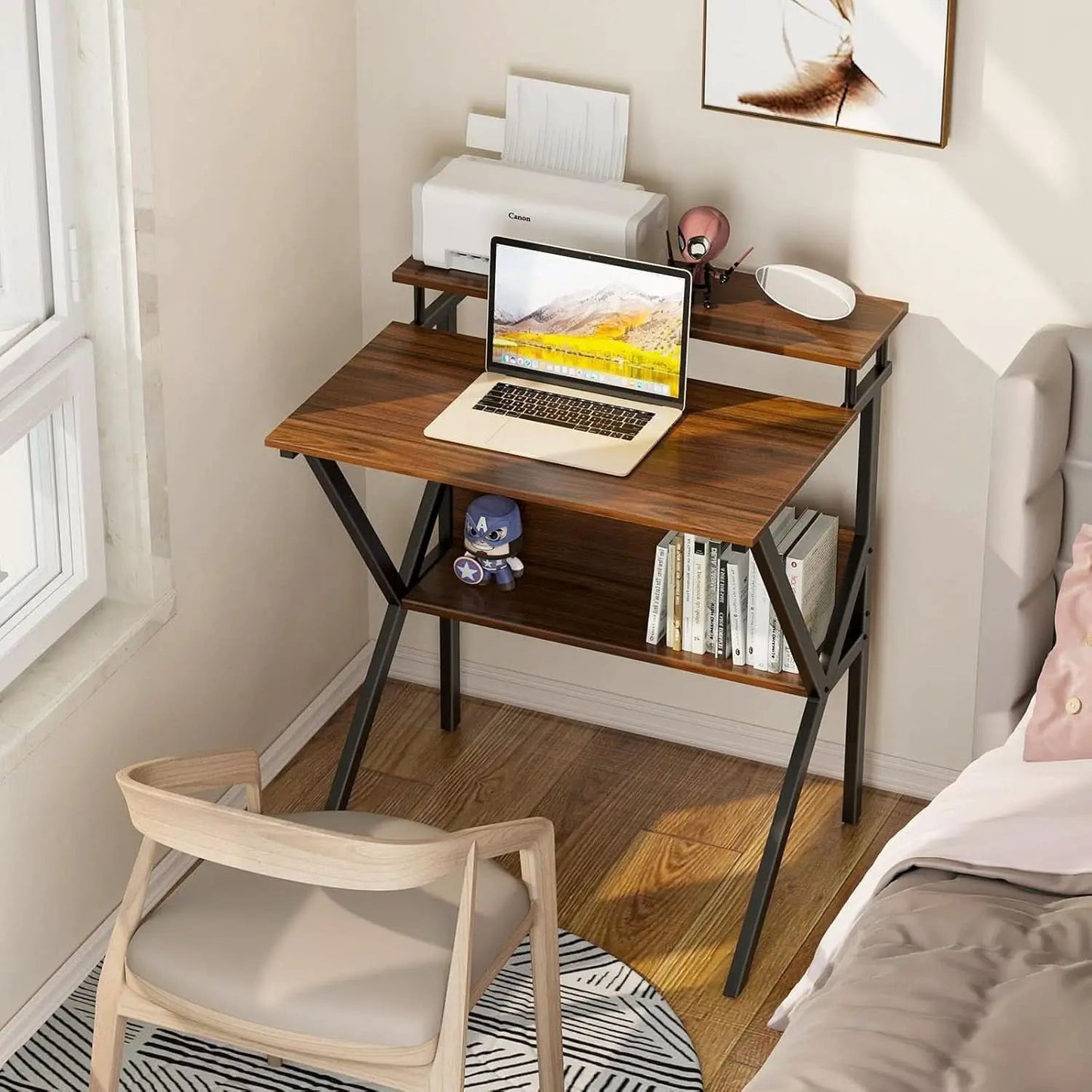 Espresso 27.5 Inch Compact Desk With Monitor Stand from PriceLows™