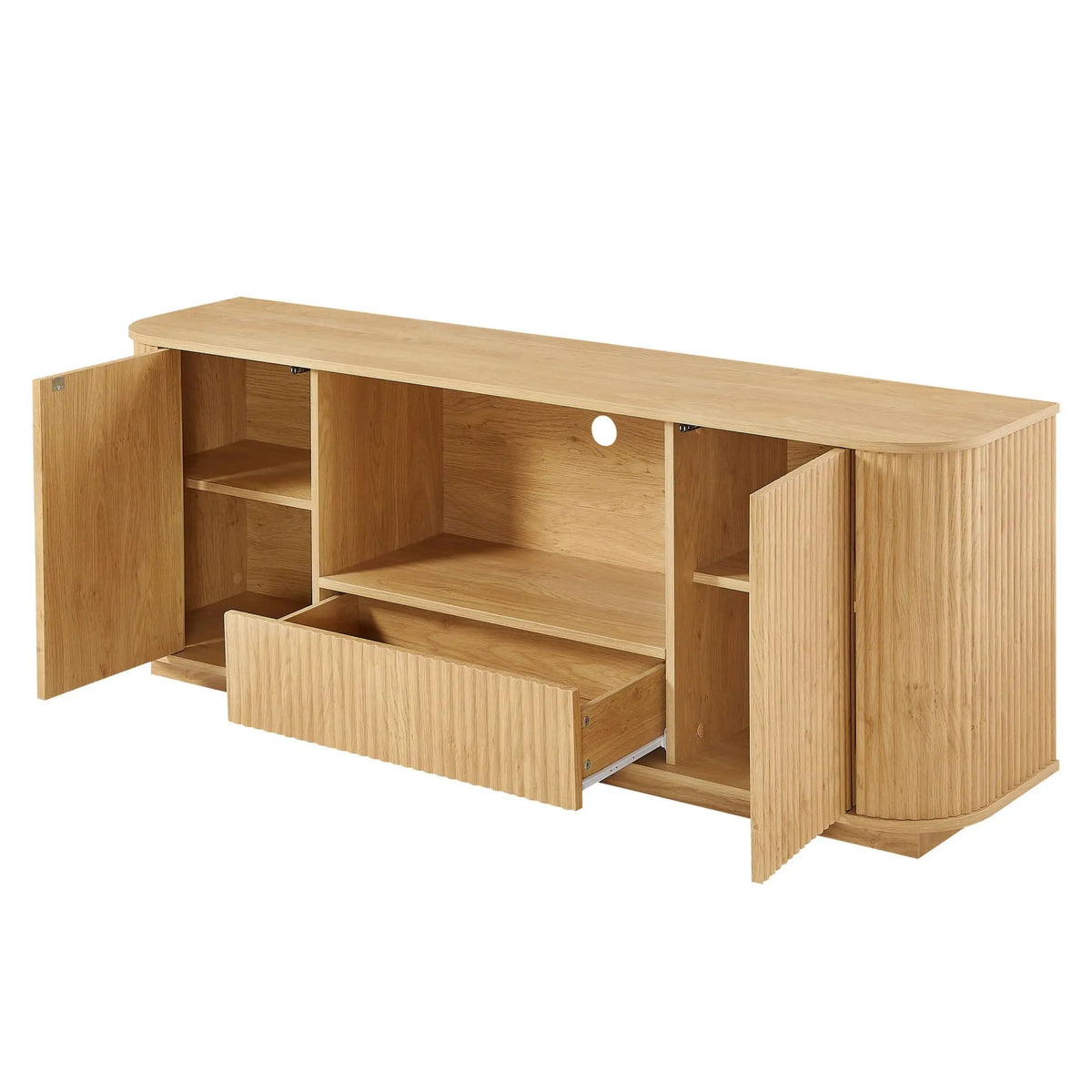 Modern Wavy TV Stand Rounded Sideboard With Storage Cabinet | 2 Pieces | Particleboard | Dining Room