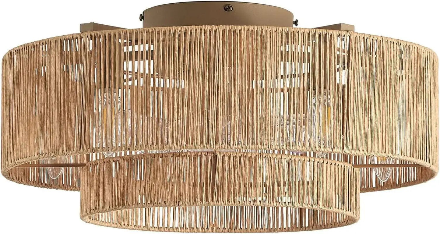 20 Inch Rattan Boho Ceiling Fan With Integrated LED Light from PriceLows™