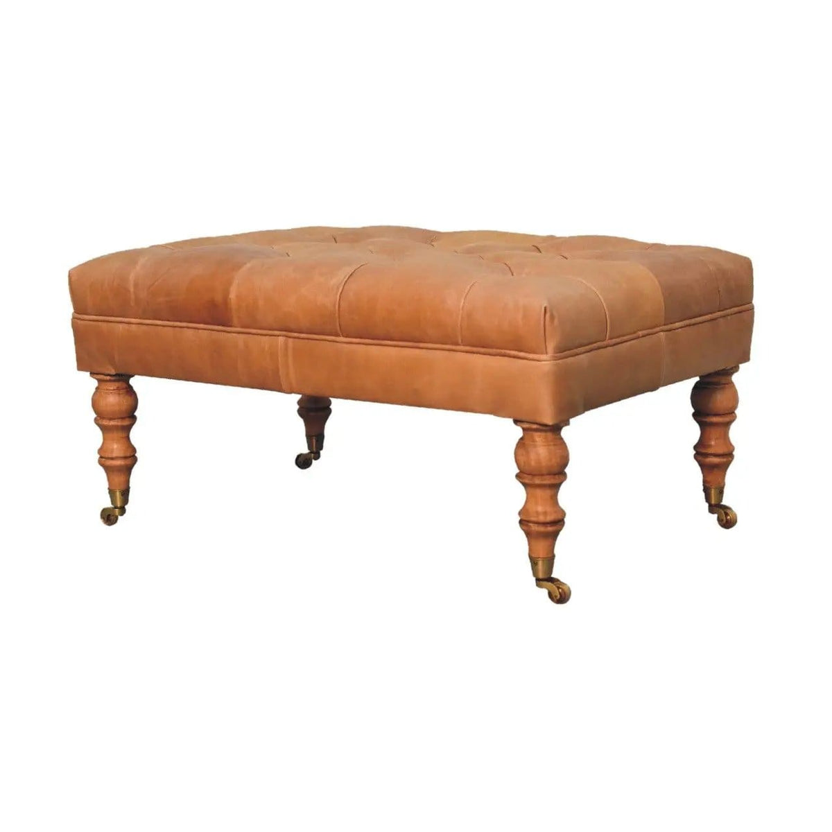 Buffalo Ottoman With Castor Legs | 7 Pieces | Mango Wood | Living Room
