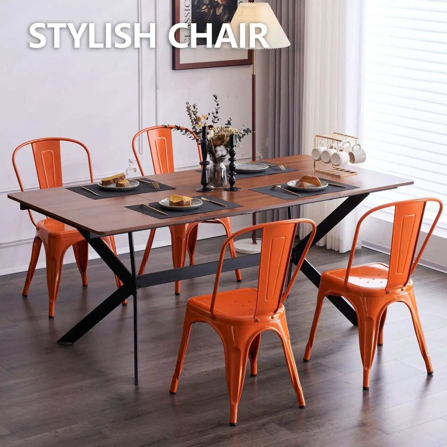 Tolix Style Metal Dining Chair 18 Inch Stackable Outdoor from PriceLows™