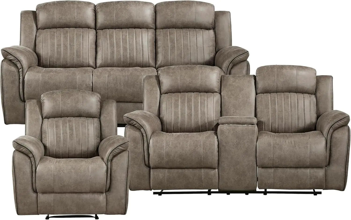 Sandy Brown Microfiber 3 Piece Reclining Living Room Set from PriceLows™