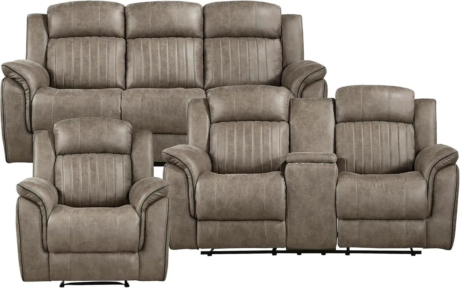 Sandy Brown Microfiber 3 Piece Reclining Living Room Set from PriceLows™