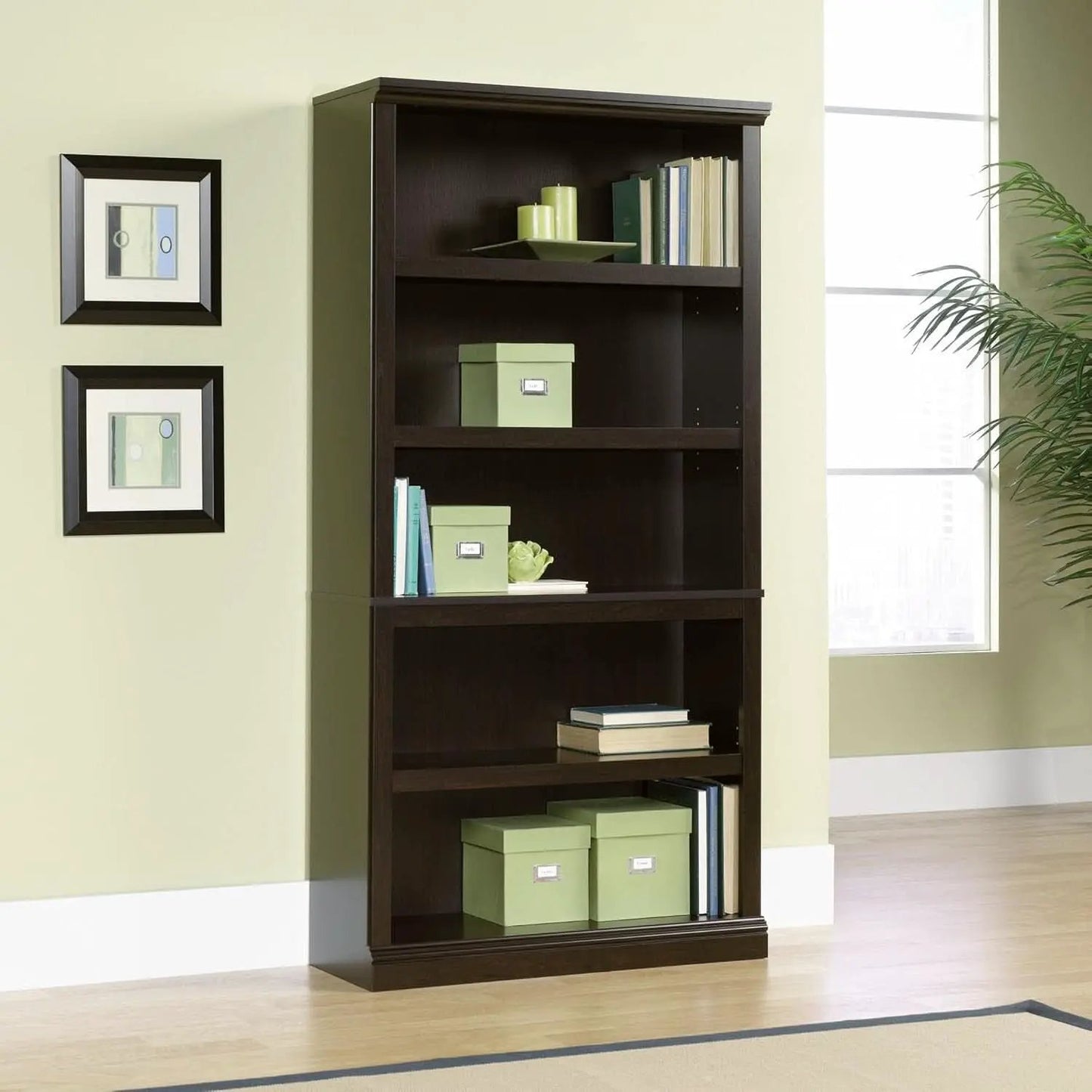 Five Shelf Bookcase Jamocha Wood With Adjustable Shelves from PriceLows™