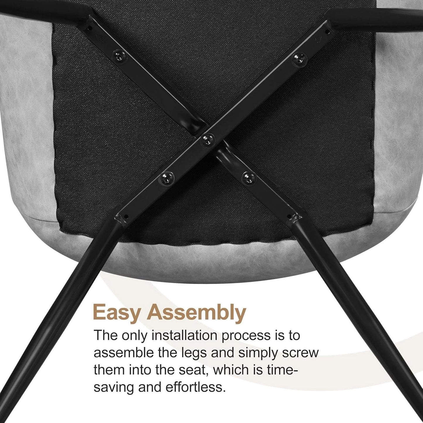 Dining Chairs Set Of 2 Grey Faux Leather With Metal Legs from PriceLows™