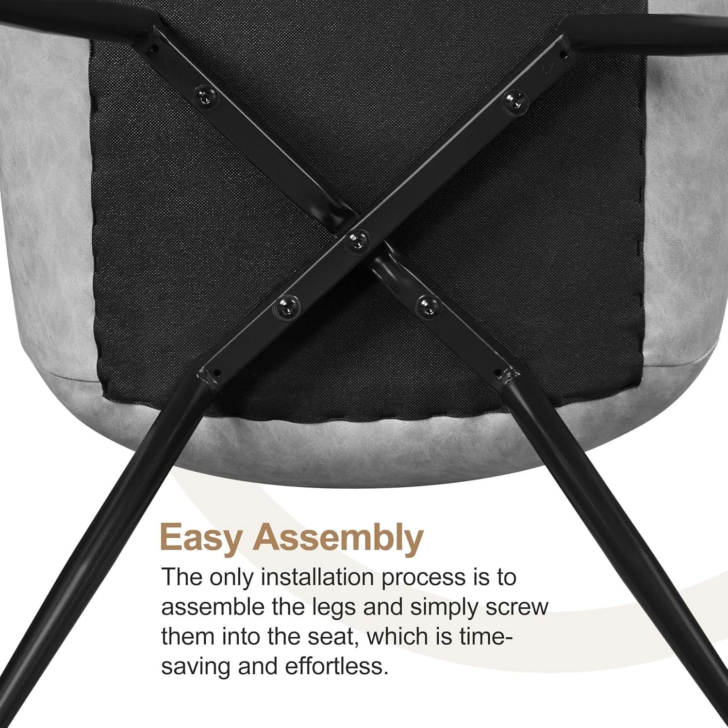 Dining Chairs Set Of 2 Grey Faux Leather With Metal Legs from PriceLows™
