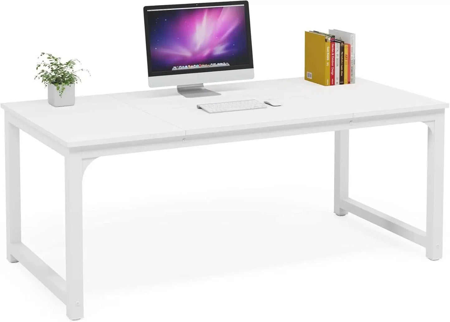 63 Inch White Executive Office Desk 31.5 Inch Wide from PriceLows™