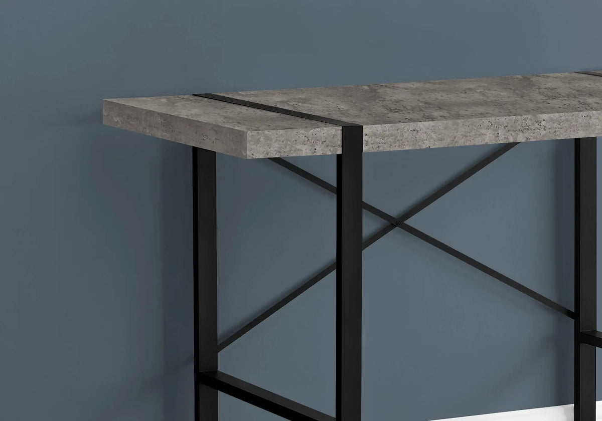 Industrial Design Computer Desk | 49 Inch Width | Thick-Panel Desktop | X-Shaped Metal Bar