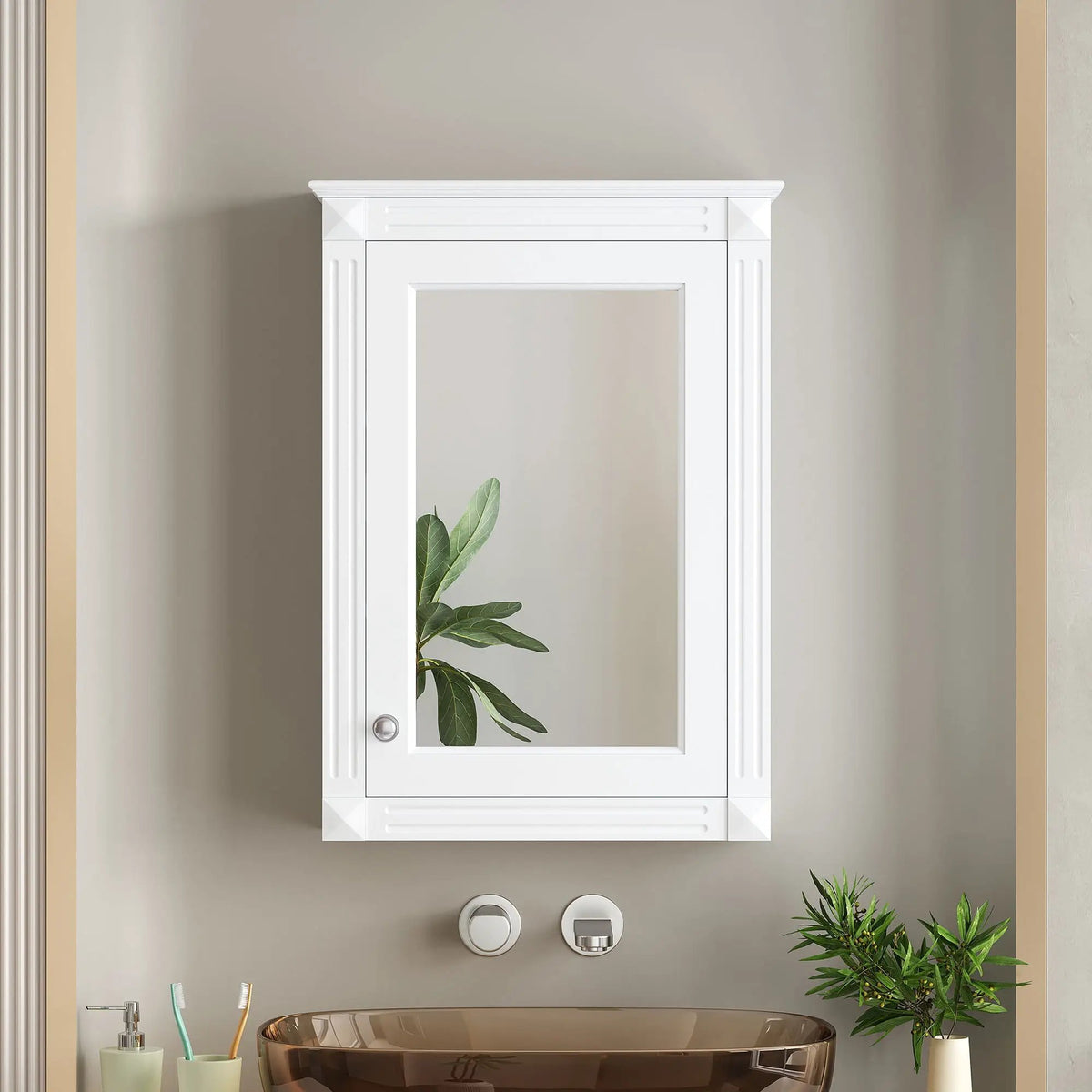 Over-Toilet Medicine Cabinet | Wall Mounted | Full-Length Mirror | Height-Adjustable Shelf