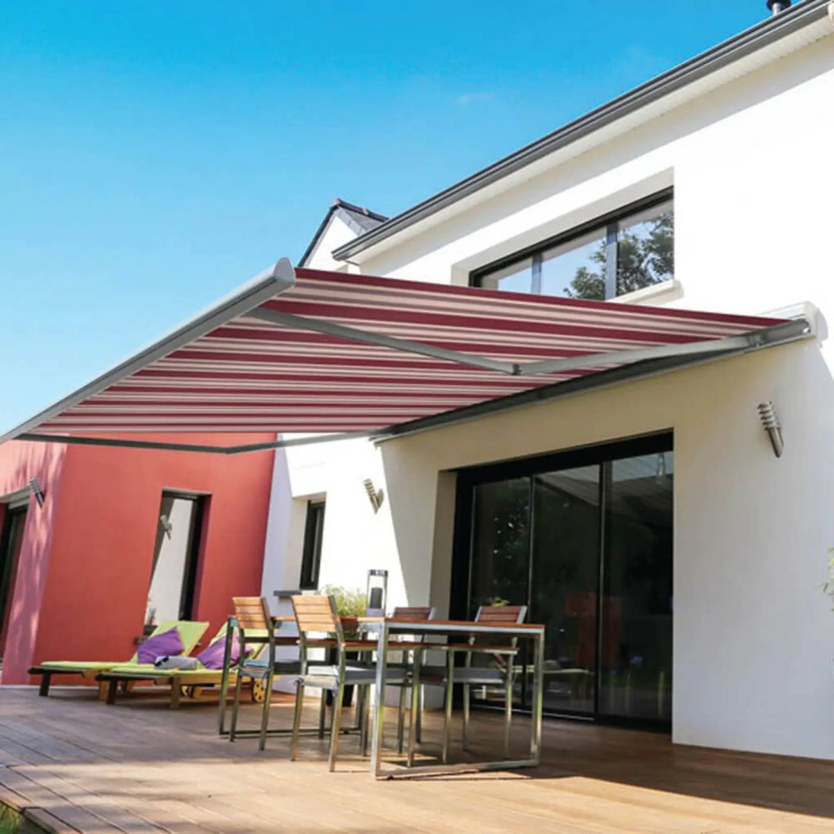 Retractable Sun Shade Awning | Advaning Luxury Series | 316 Stainless Steel Cables | Solution-Dyed Acrylic