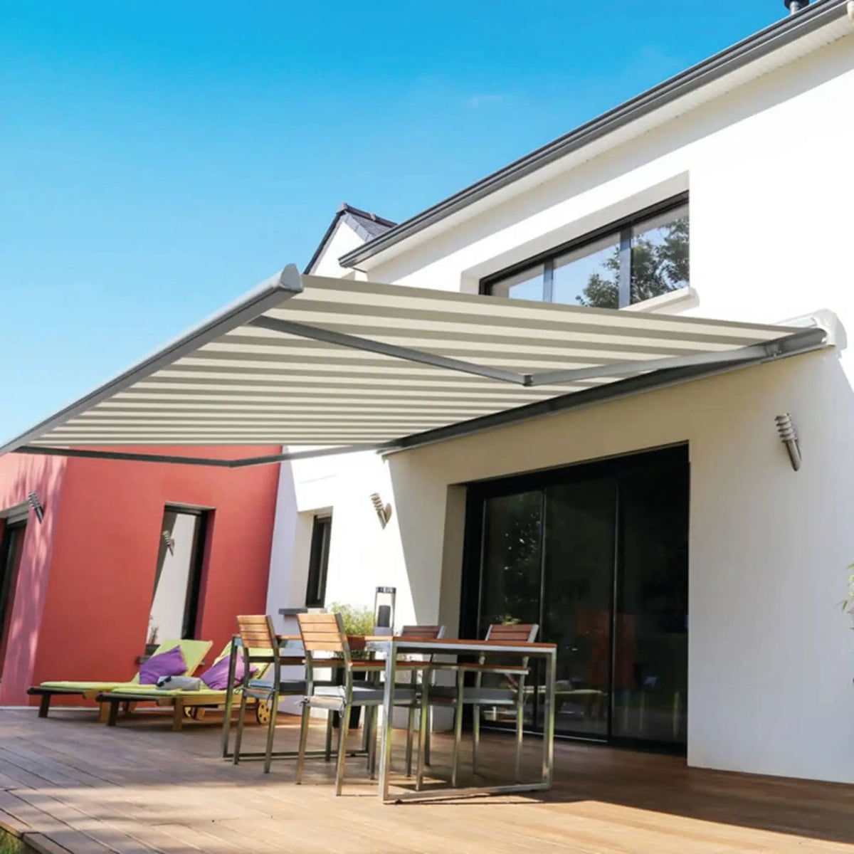 Retractable Sun Shade Awning | Advaning Luxury Series | 316 Stainless Steel Cables | Solution-Dyed Acrylic