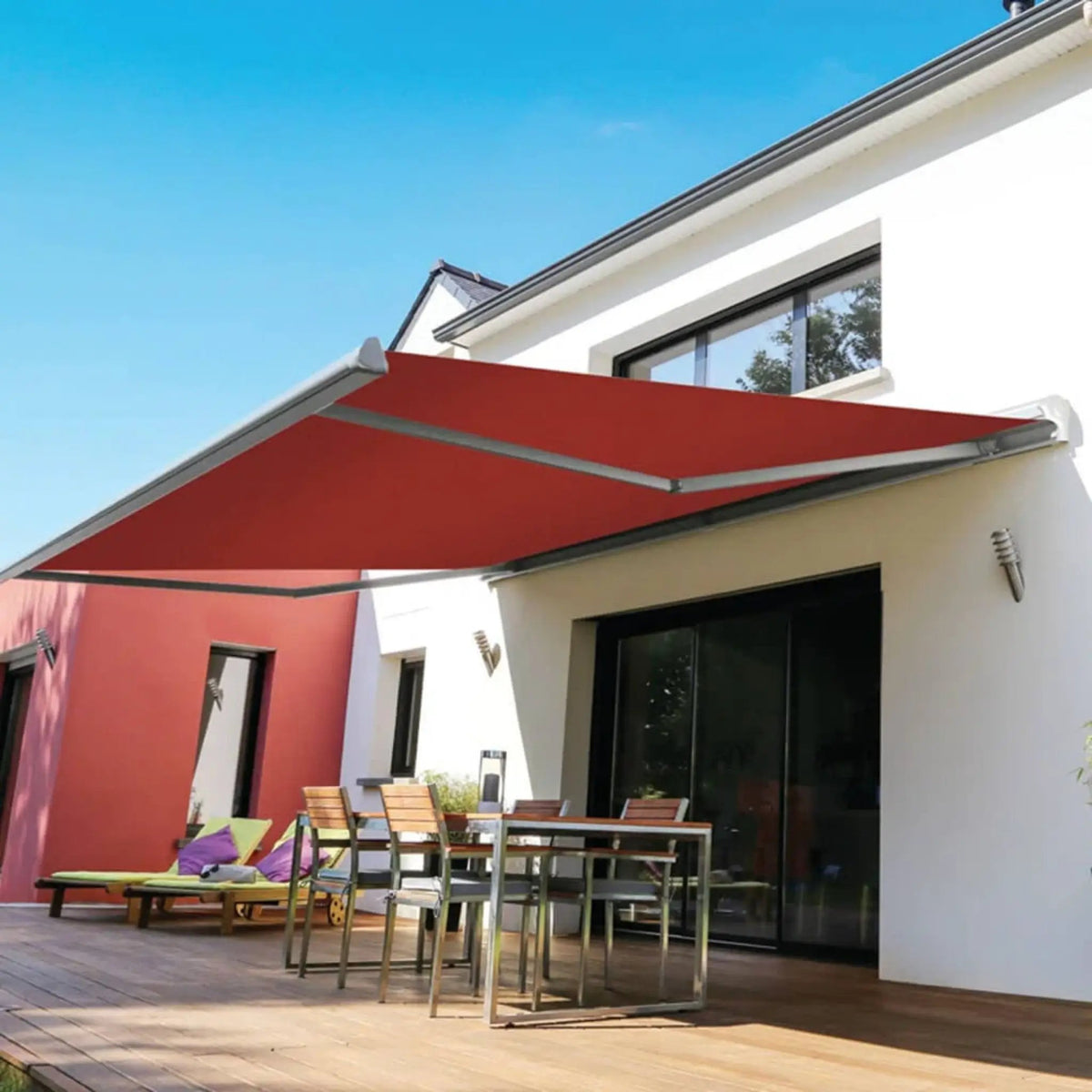 Retractable Sun Shade Awning | Advaning Luxury Series | 316 Stainless Steel Cables | Solution-Dyed Acrylic