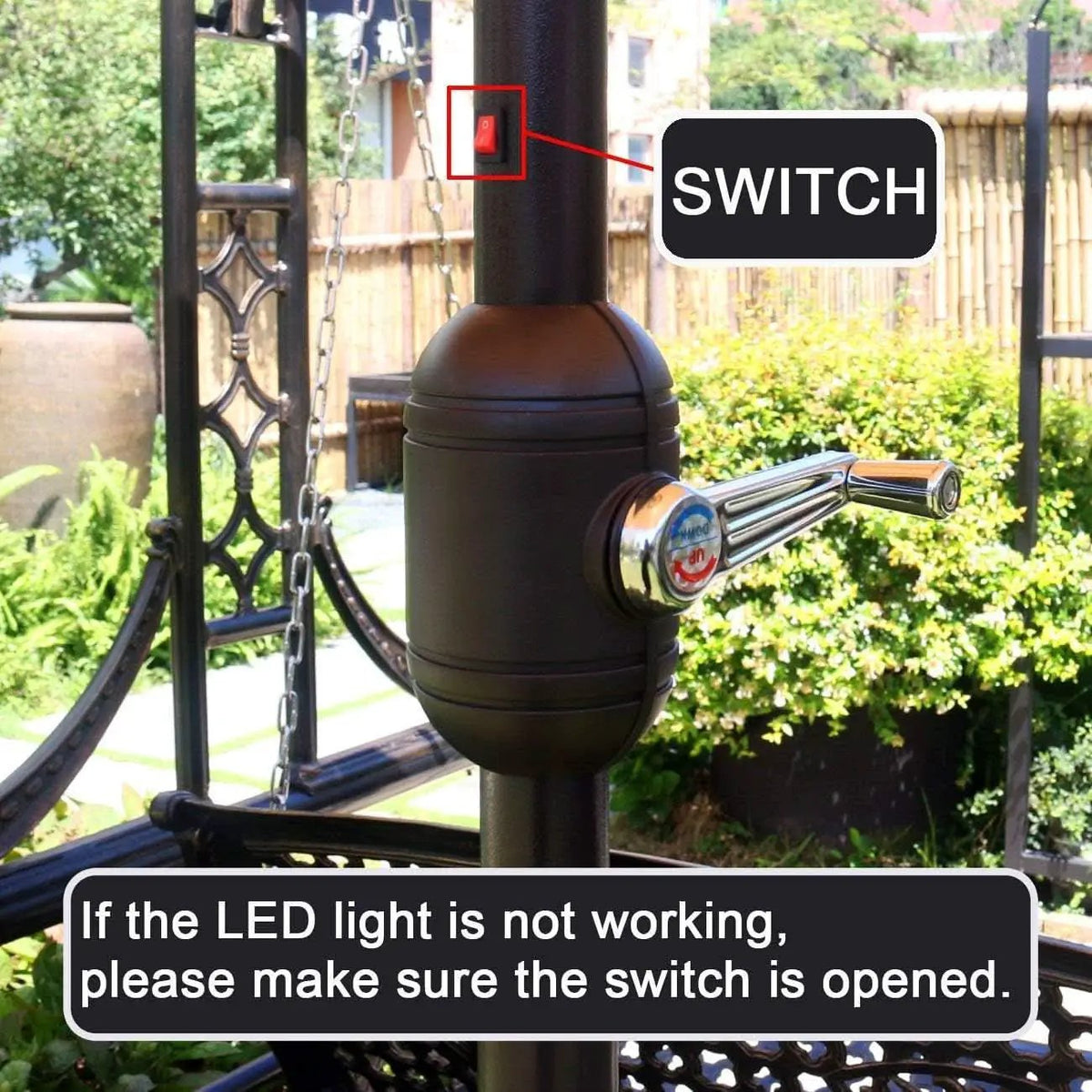 9 Ft Solar LED Lighted Patio Umbrella With Tilt And Crank Lift Light Tan from PriceLows™