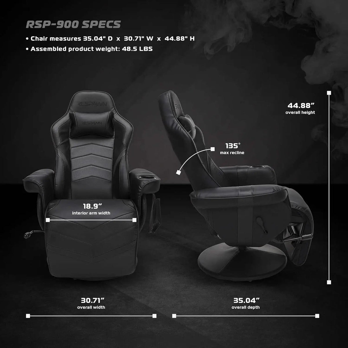 900 Gaming Recliner Black With Adjustable Leg Rest Cupholder from PriceLows™