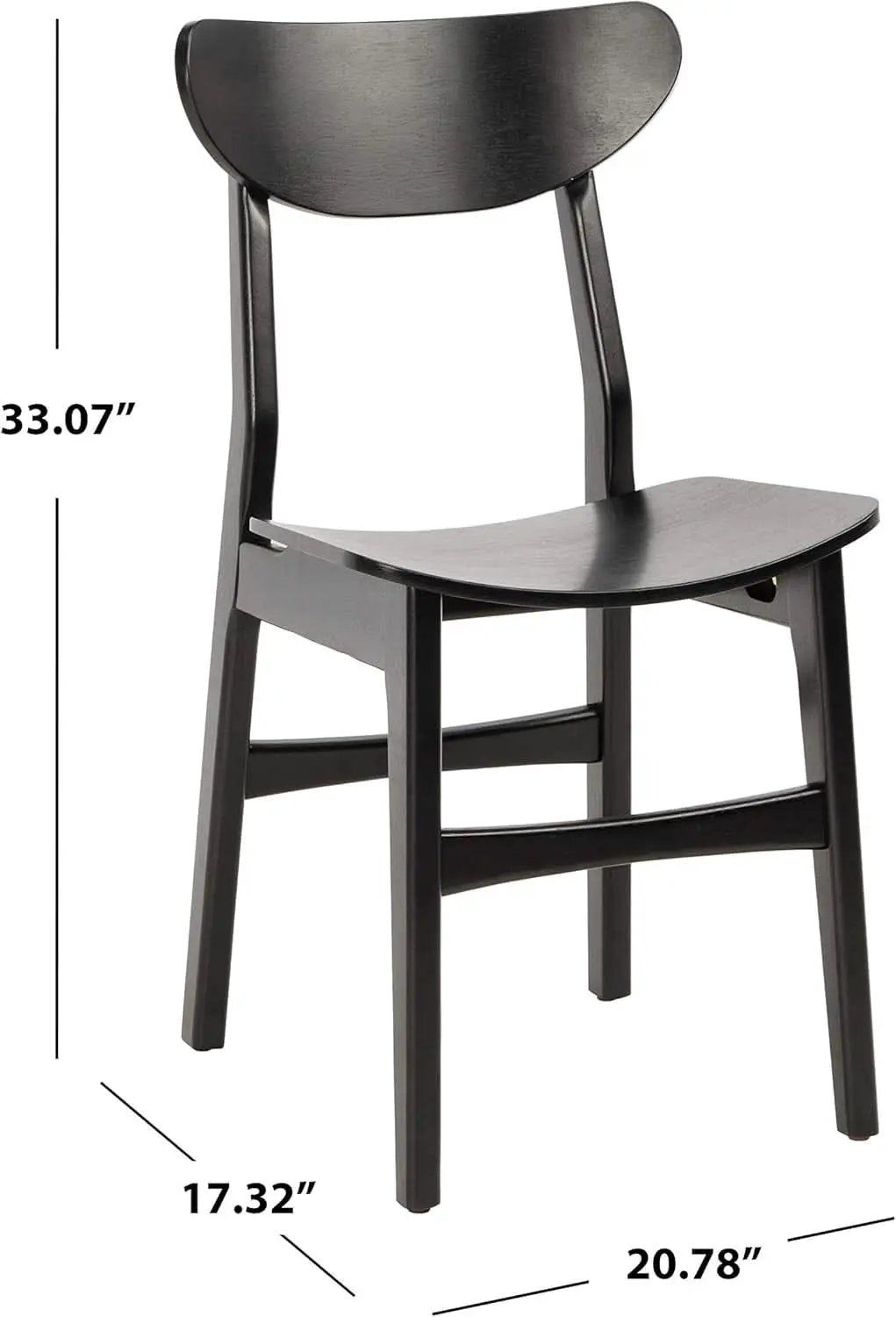 Retro Black Wood Dining Chair Set Of 2 For Home Dining from PriceLows™