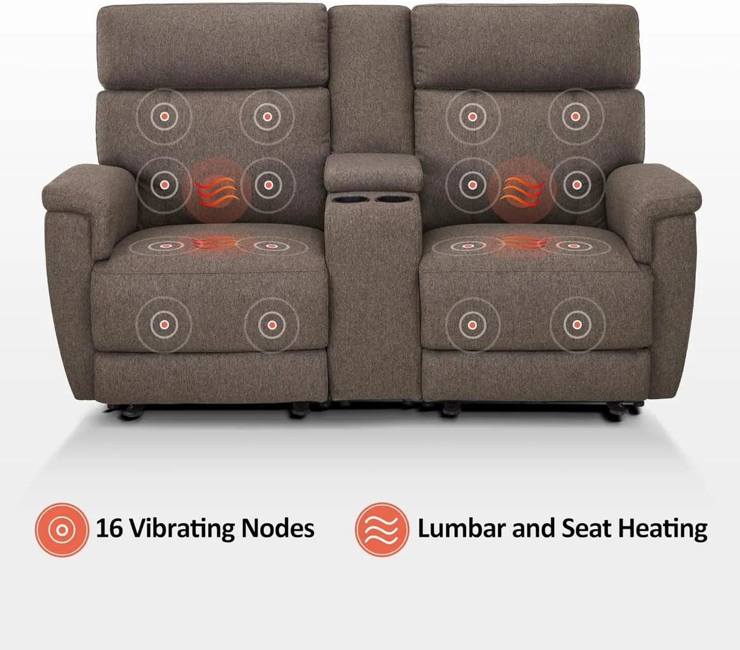 Mocha Power Recliner Loveseat With Massaging For Living Room Comfort from PriceLows™