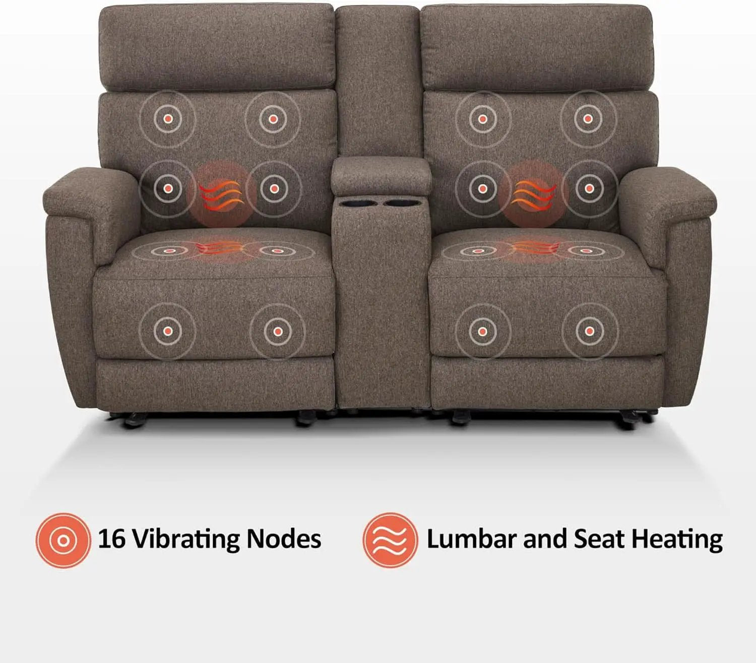 Mocha Power Recliner Loveseat With Massaging For Living Room Comfort from PriceLows™