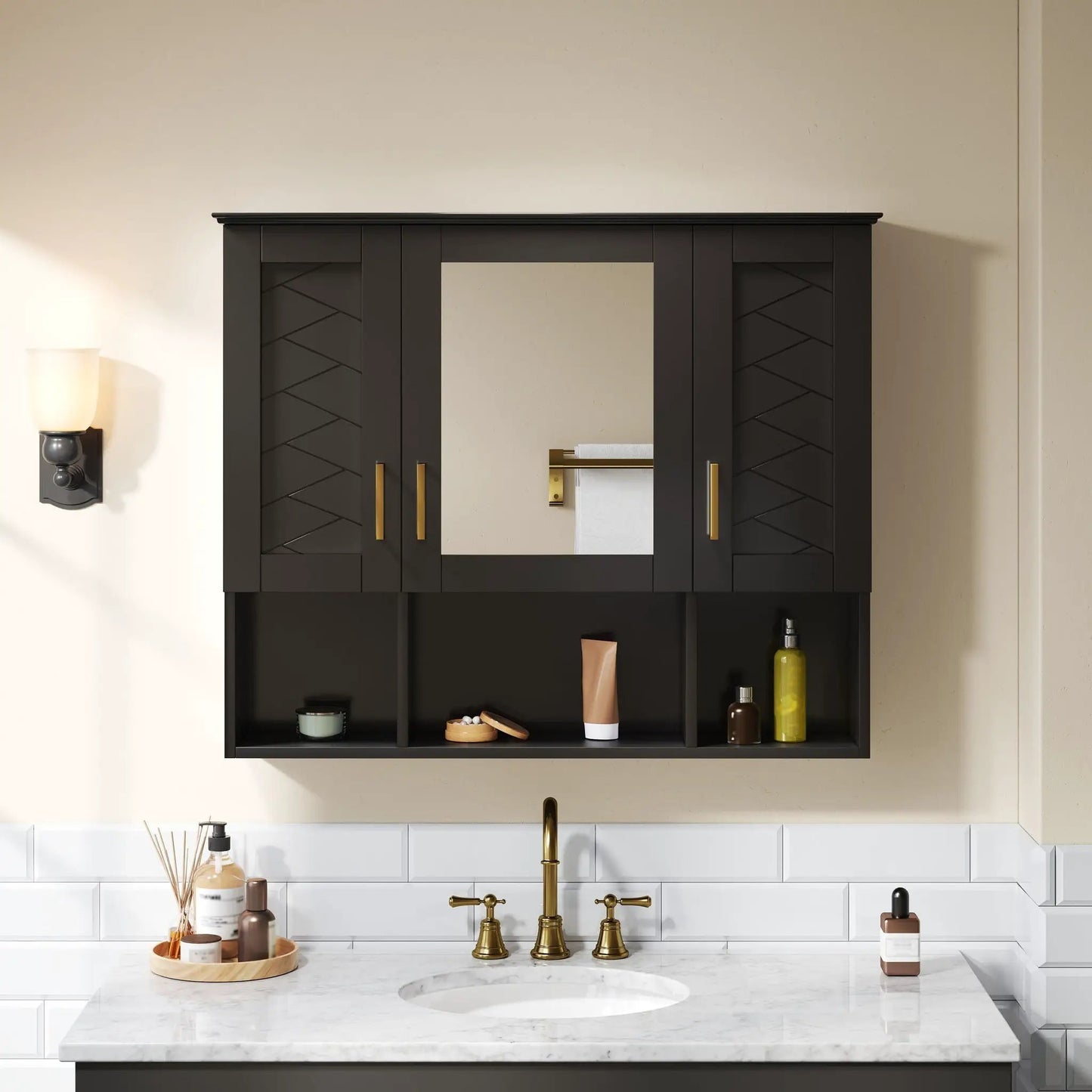Modern Wall Mounted Medicine Cabinet With Adjustable Shelves, Soft Close Doors, High Define Mirror from PriceLows™