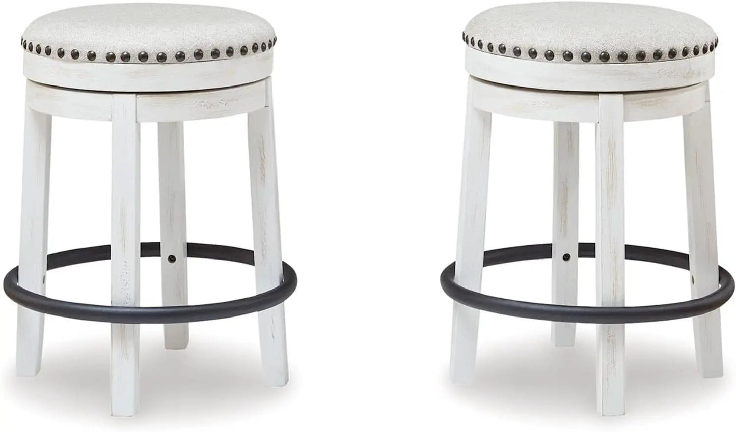 Valebeck 24Inch Counter Height Swivel Stool White Black from PriceLows™