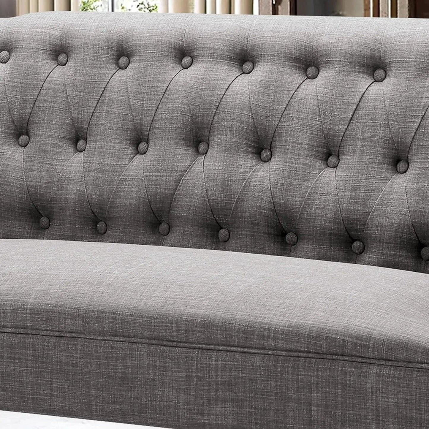 Dove Gray Loveseat Sofa With Button Tufting Sinuous Springs from PriceLows™