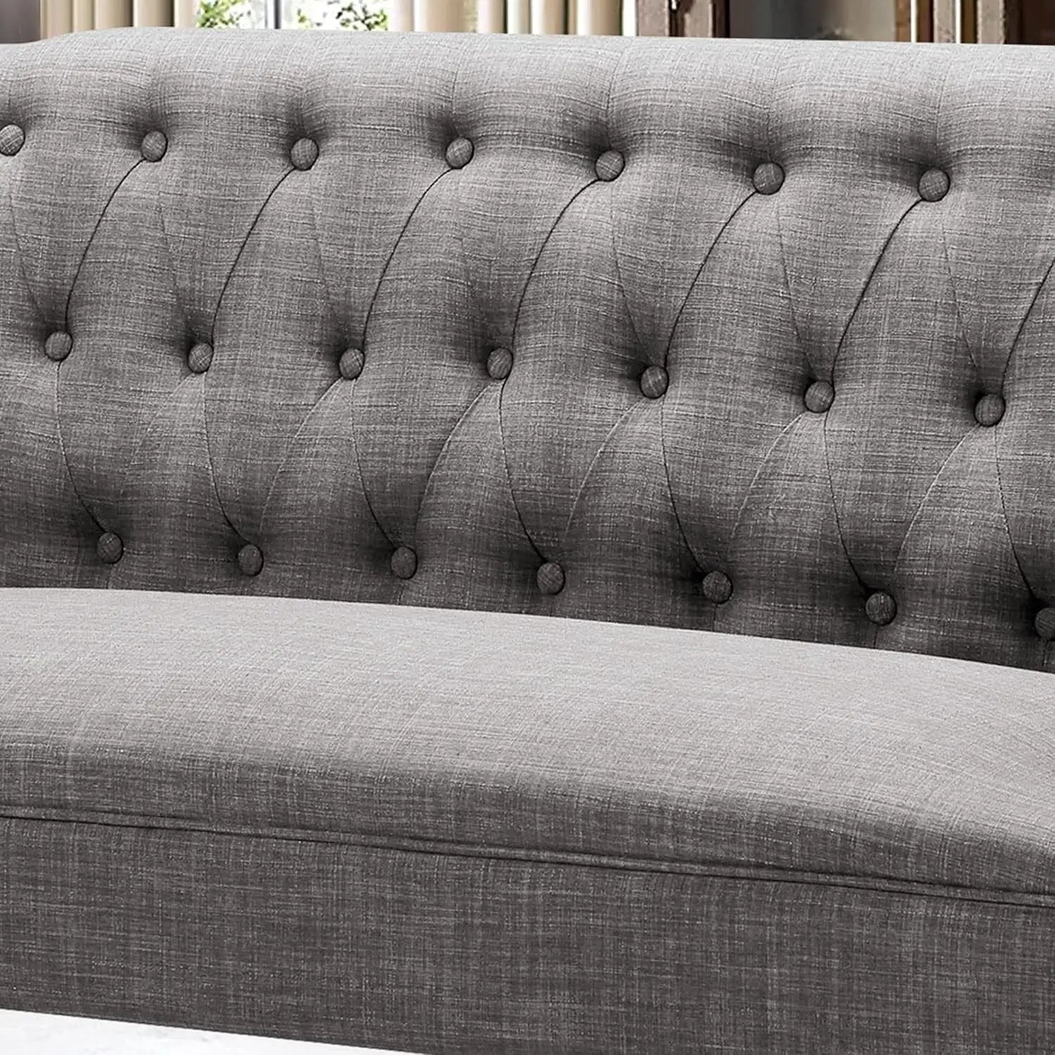 Dove Gray Loveseat Sofa With Button Tufting Sinuous Springs from PriceLows™